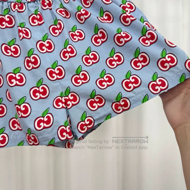 Gucci Gucci Light blue double G apple full print shorts Size US 28 / EU 44 - 4 Thumbnail