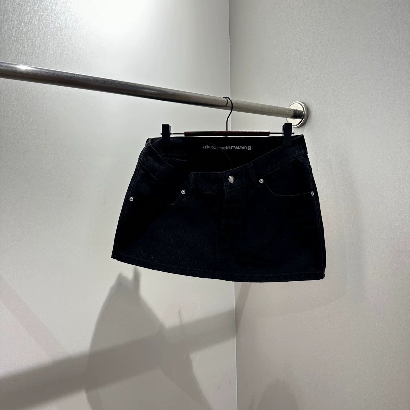 Alexander Wang Alexander Wang may398 slanted crystal logo denim skirt 26 Size 26" / US 2 / IT 38 - 1 Thumbnail