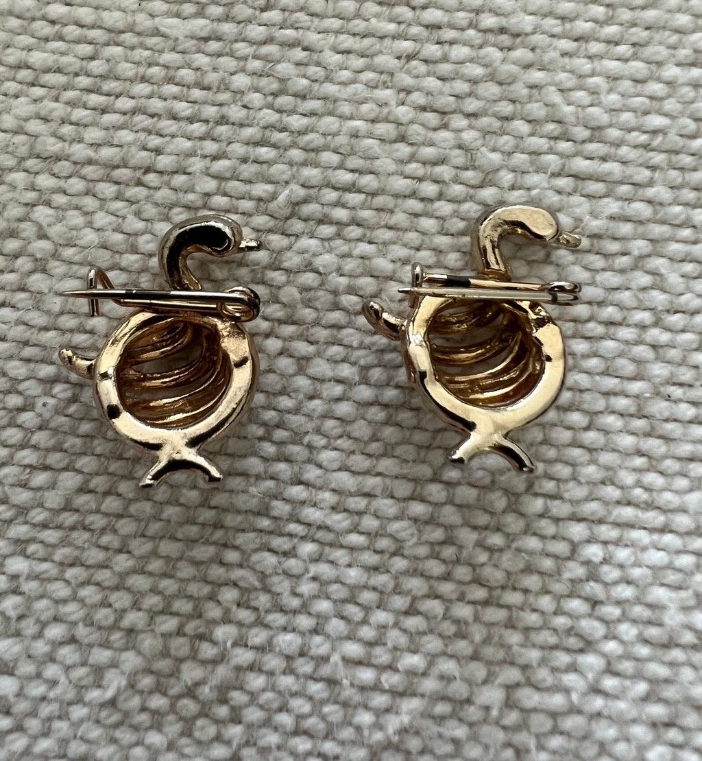 Vintage 2 1950s Vintage Mid-Century Modern Swan Bird Pins Brooches Size ONE SIZE - 6 Thumbnail