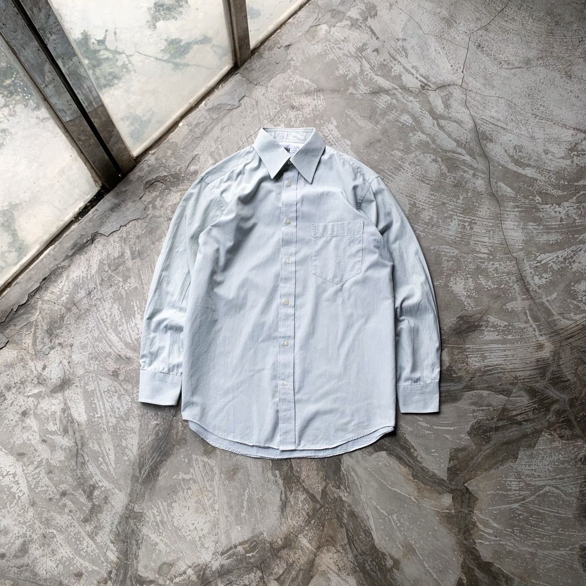 Issey Miyake ISSEY MIYAKE STRIPE SOFT GREEN SHIRT LS Size US L / EU 52-54 / 3 - 1 Thumbnail