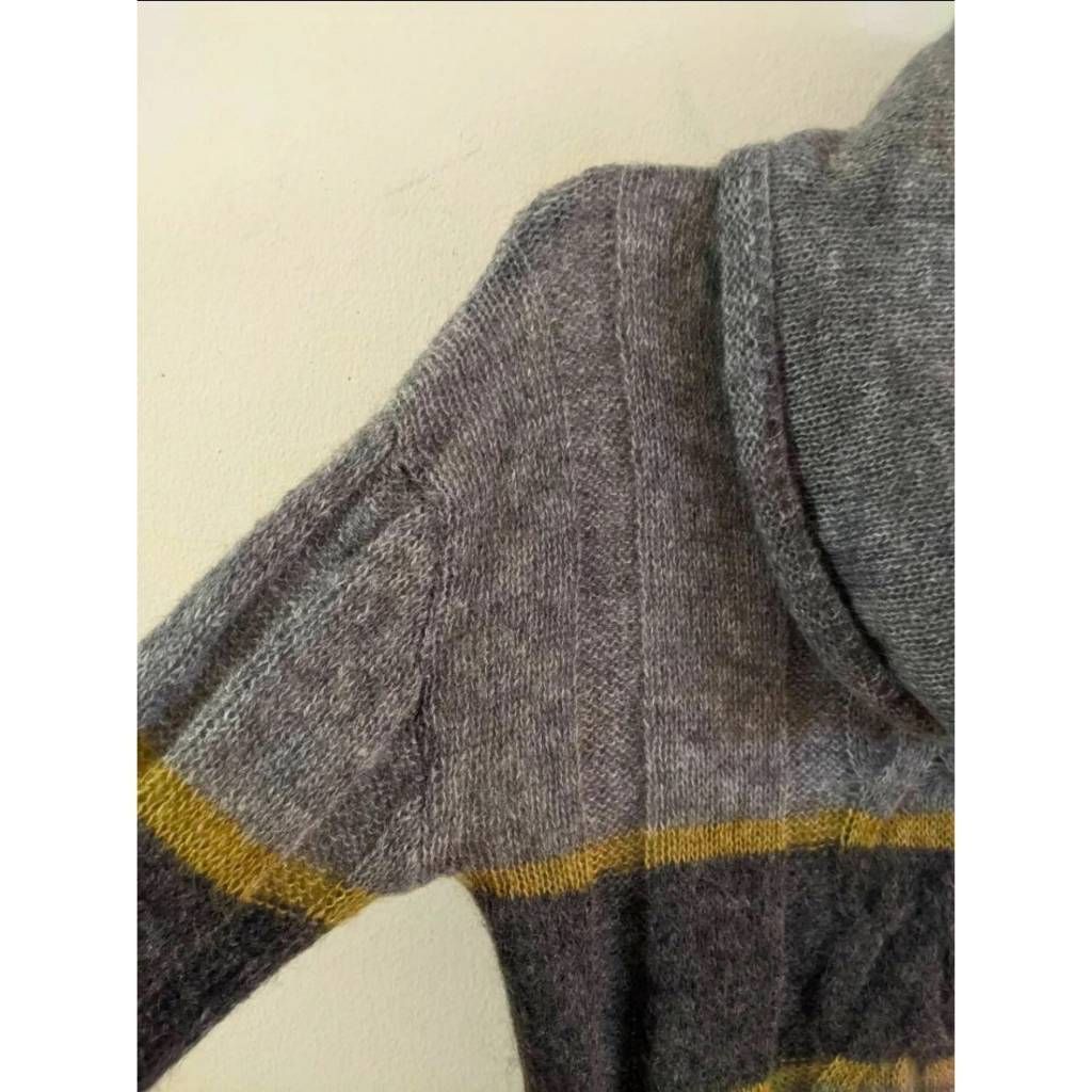 Esprit ESPRIT Women’s XS Cowl Neck Sweater Gray Gold Striped Mohair Wool Blend Knit Size XS / US 0-2 / IT 36-38 - 5 Thumbnail