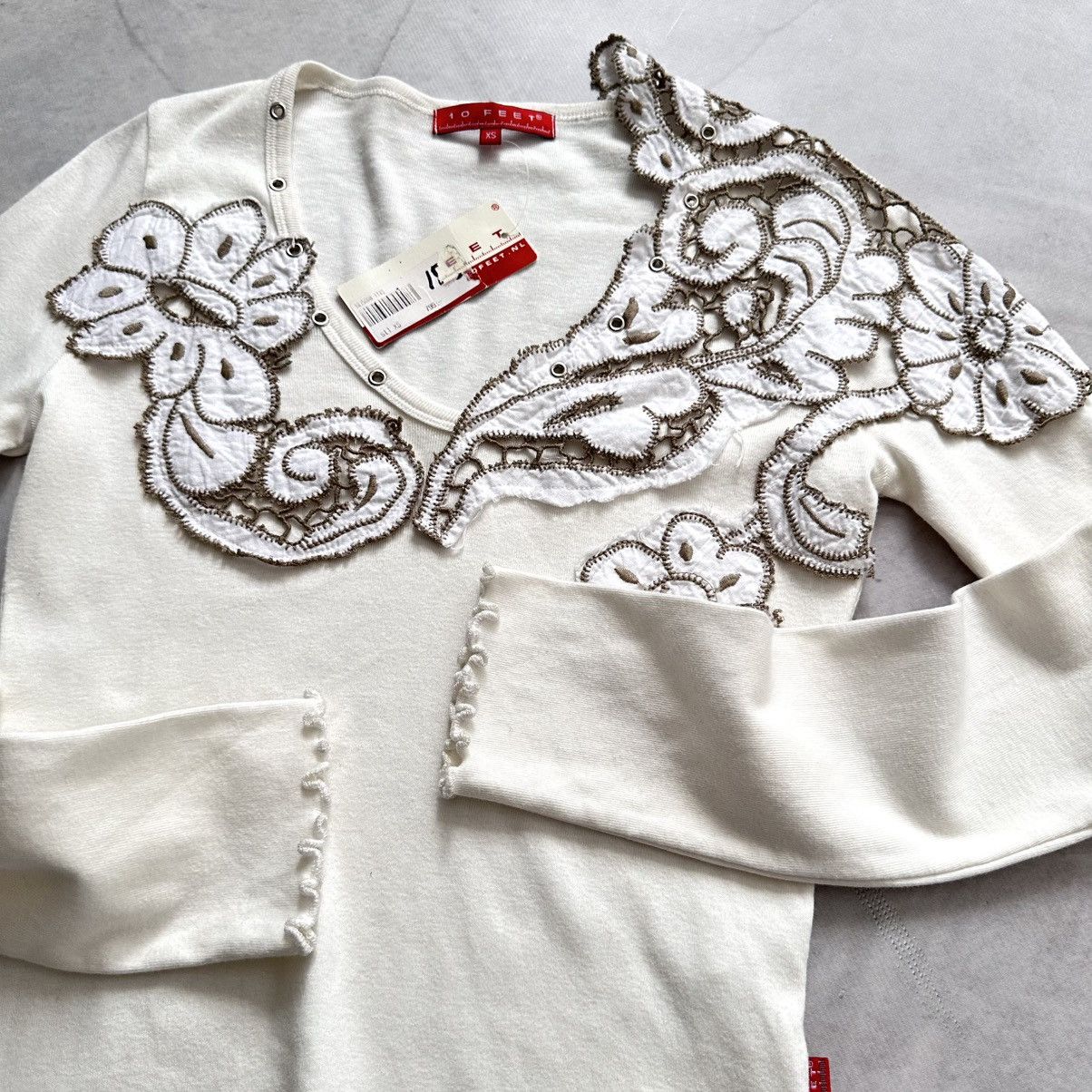 Hysteric Glamour Y2K Flower Embroidered Long Sleeve T Shirt Sarah Pacini Vibe Size XS / US 0-2 / IT 36-38 - 12 Thumbnail
