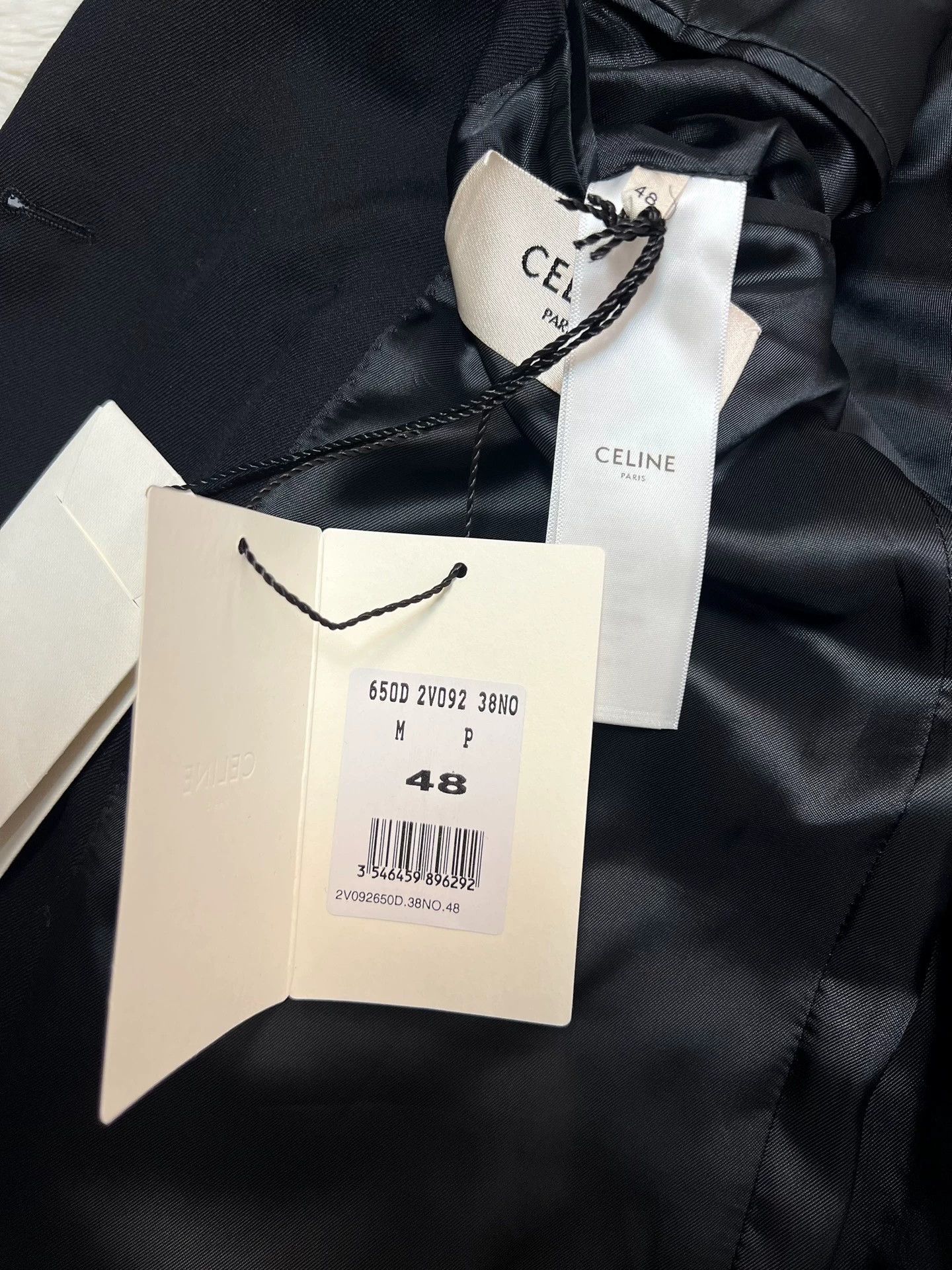Celine celine black, peaked-lapel, double-breasted wool blazer, Size 48R - 4 Thumbnail