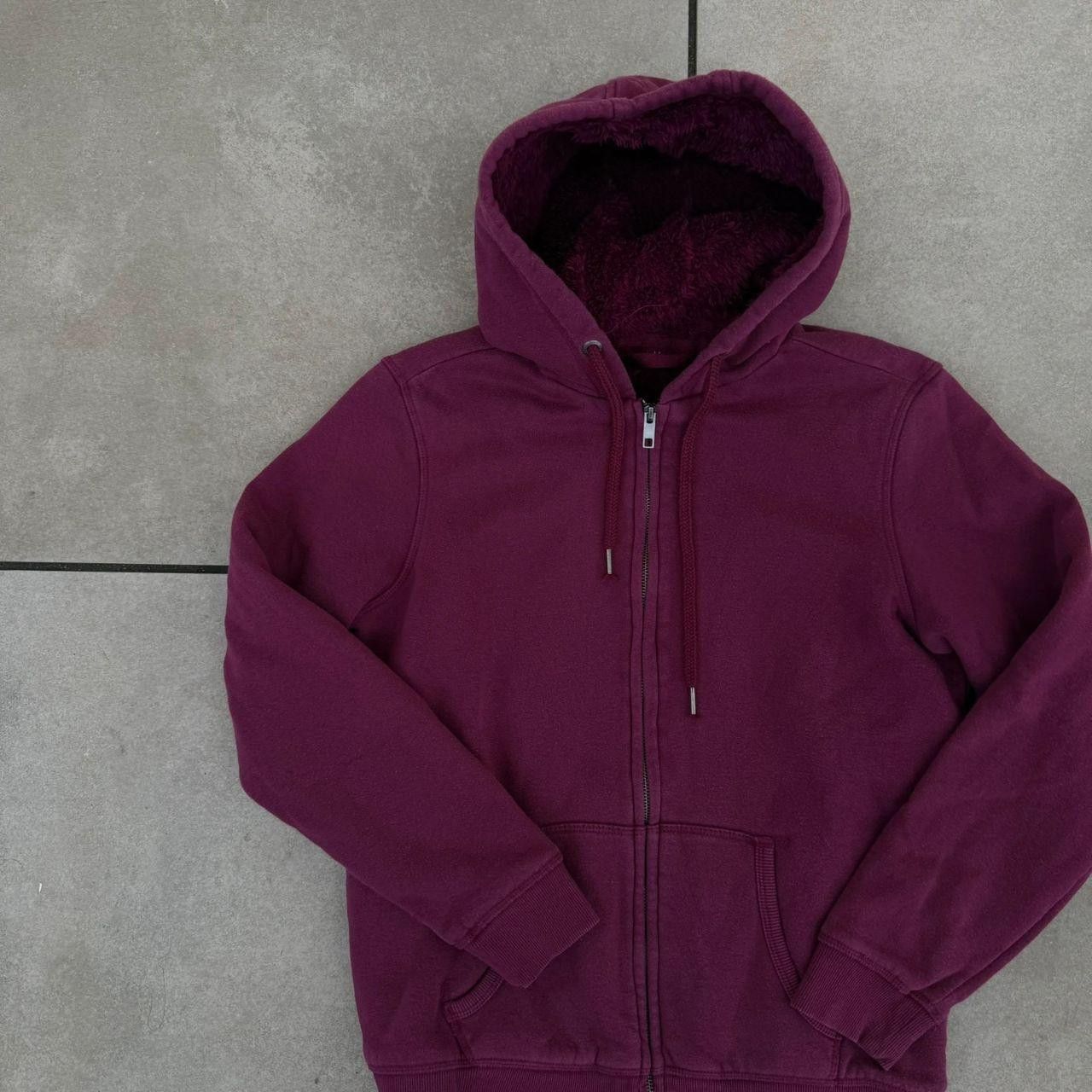 Vintage Hoodie Zip Up Burgandy Linned Sherpa Fur Sweatshirt Size US M / EU 48-50 / 2 - 3 Thumbnail