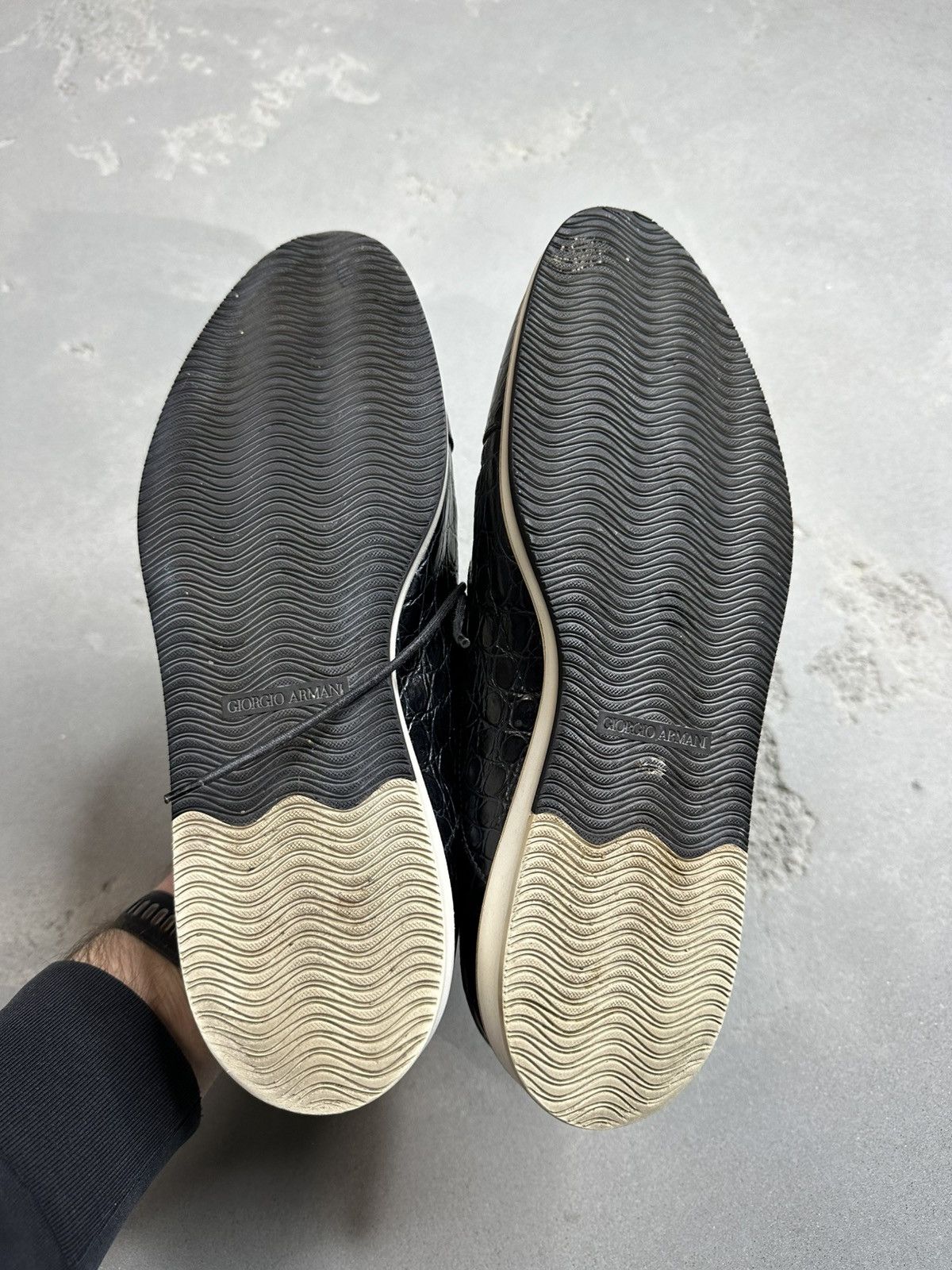 Giorgio Armani Giorgio Armani Black Croc Embossed Leather Shoes Size US 10.5 / EU 43-44 - 6 Thumbnail