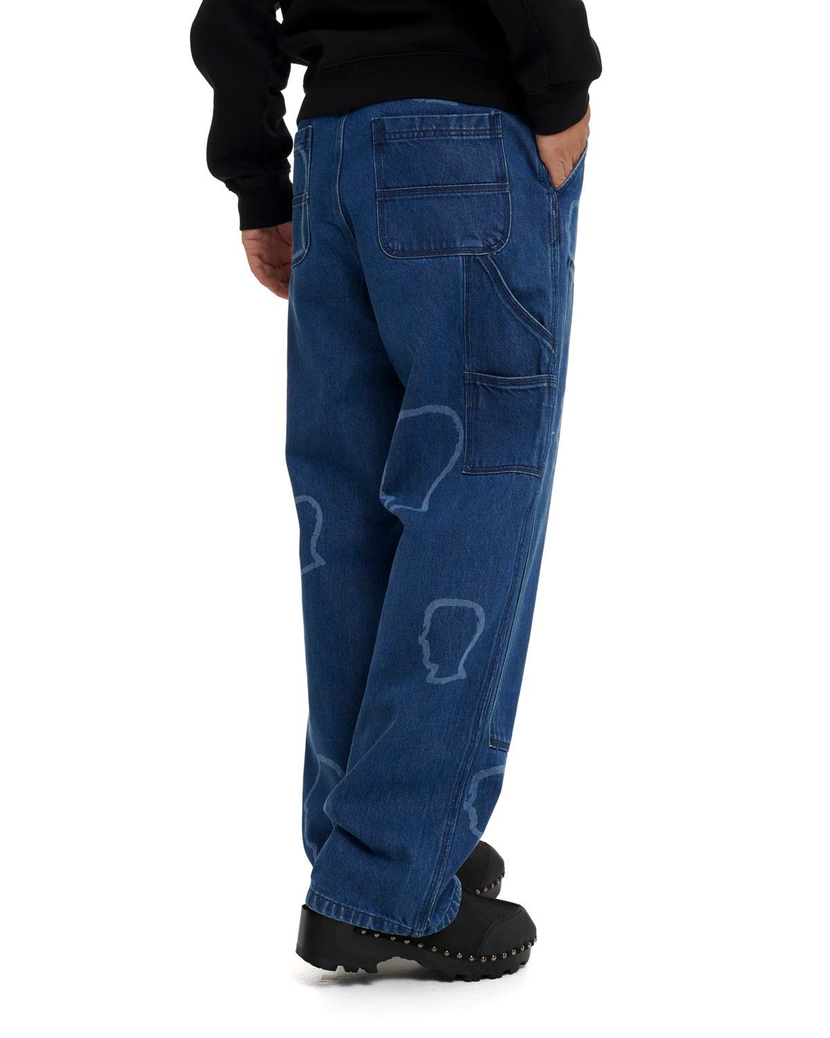 Brain Dead BRAIN DEAD LOGOHEAD DENIM DOUBLE KNEE UTILITY PANT INDIGO Size US 33 - 7 Thumbnail