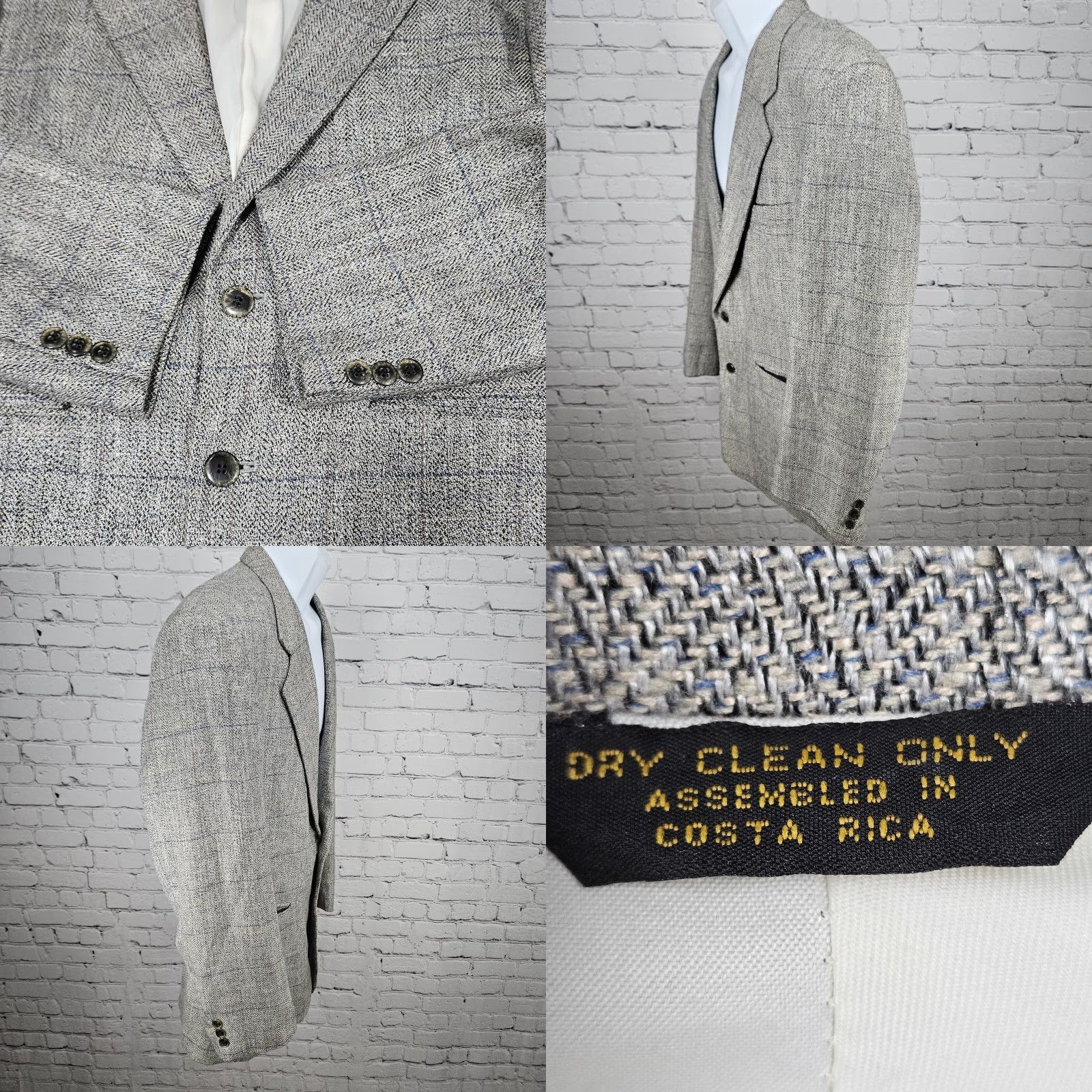 Vintage VINTAGE John Henry Beige Herringbone Weave 2 Button Ventless Notch Blazer Sport Coat 40R Mens Beige Herringbone Napoleon? Size 40R - 9 Thumbnail