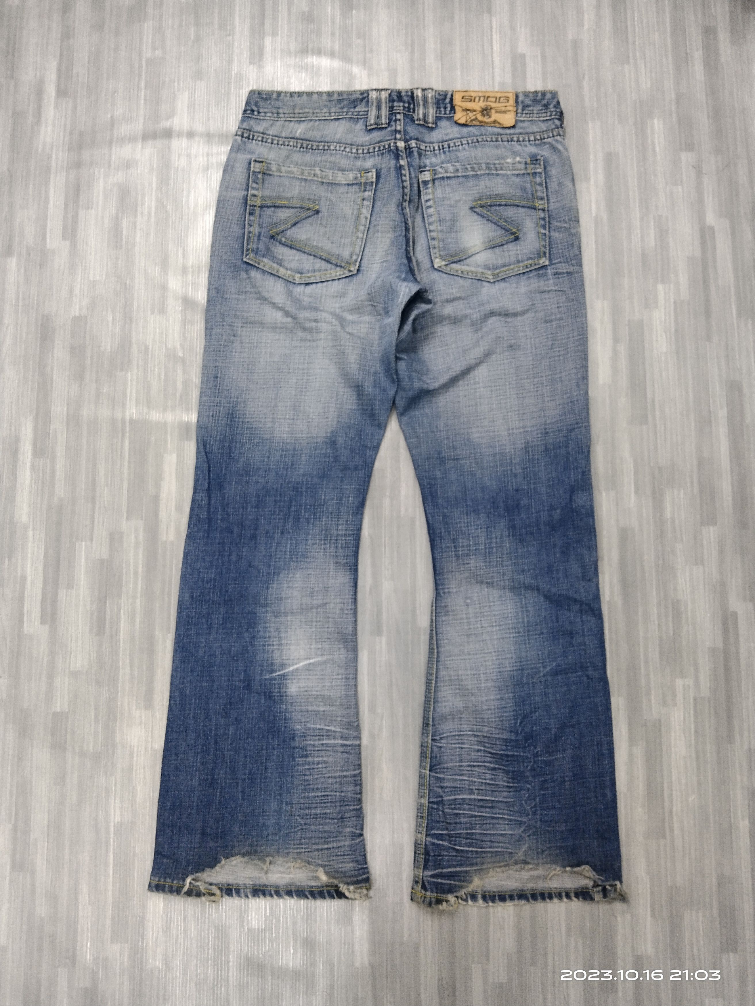 Japanese Brand SICK RIPED FLARE SMOG DENIM PANTS Size US 33 - 3 Thumbnail