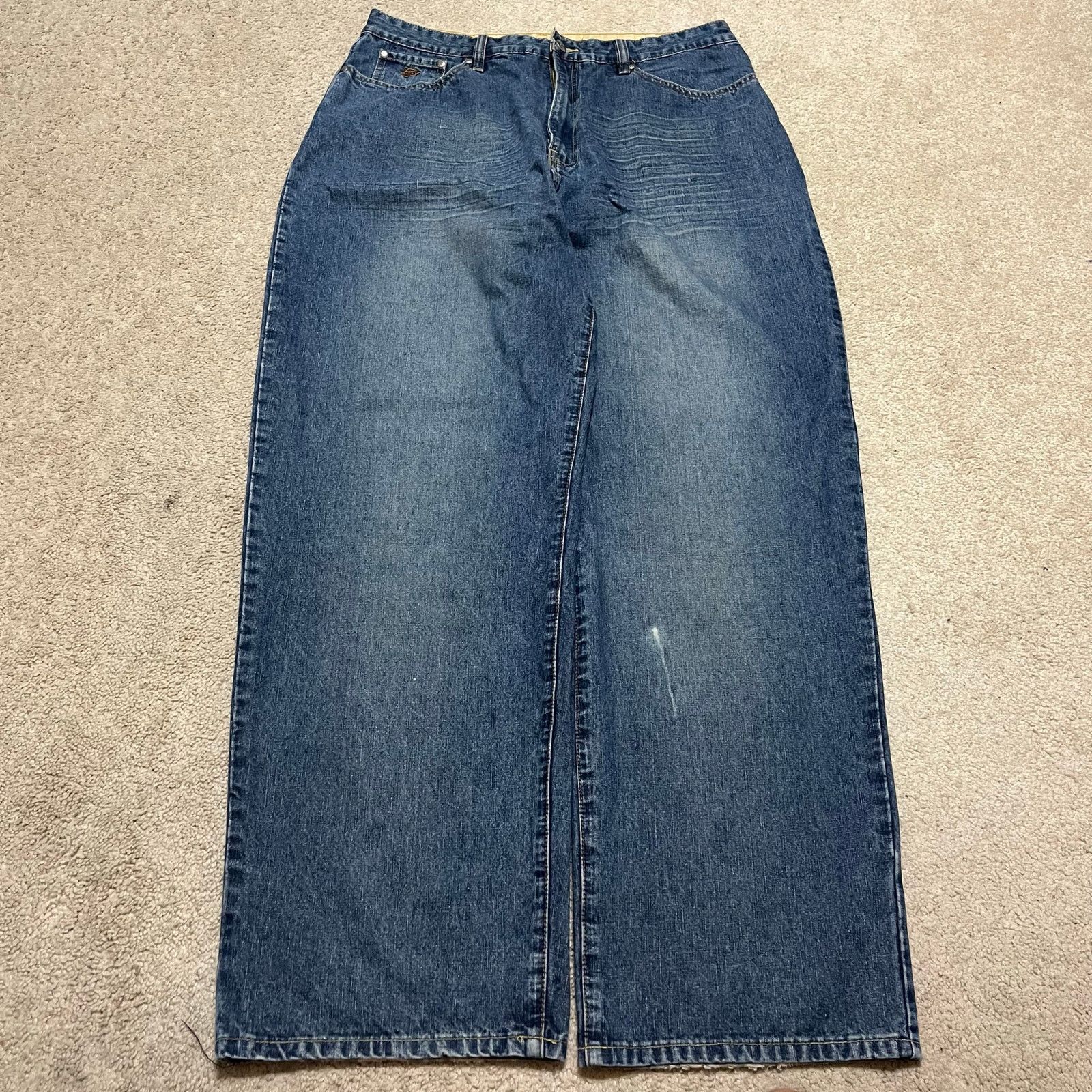 Other Brooklyn Express Y2K Baggy Skater Acid Washed Blue Jeans 34W Size US 34 / EU 50 - 1 Thumbnail