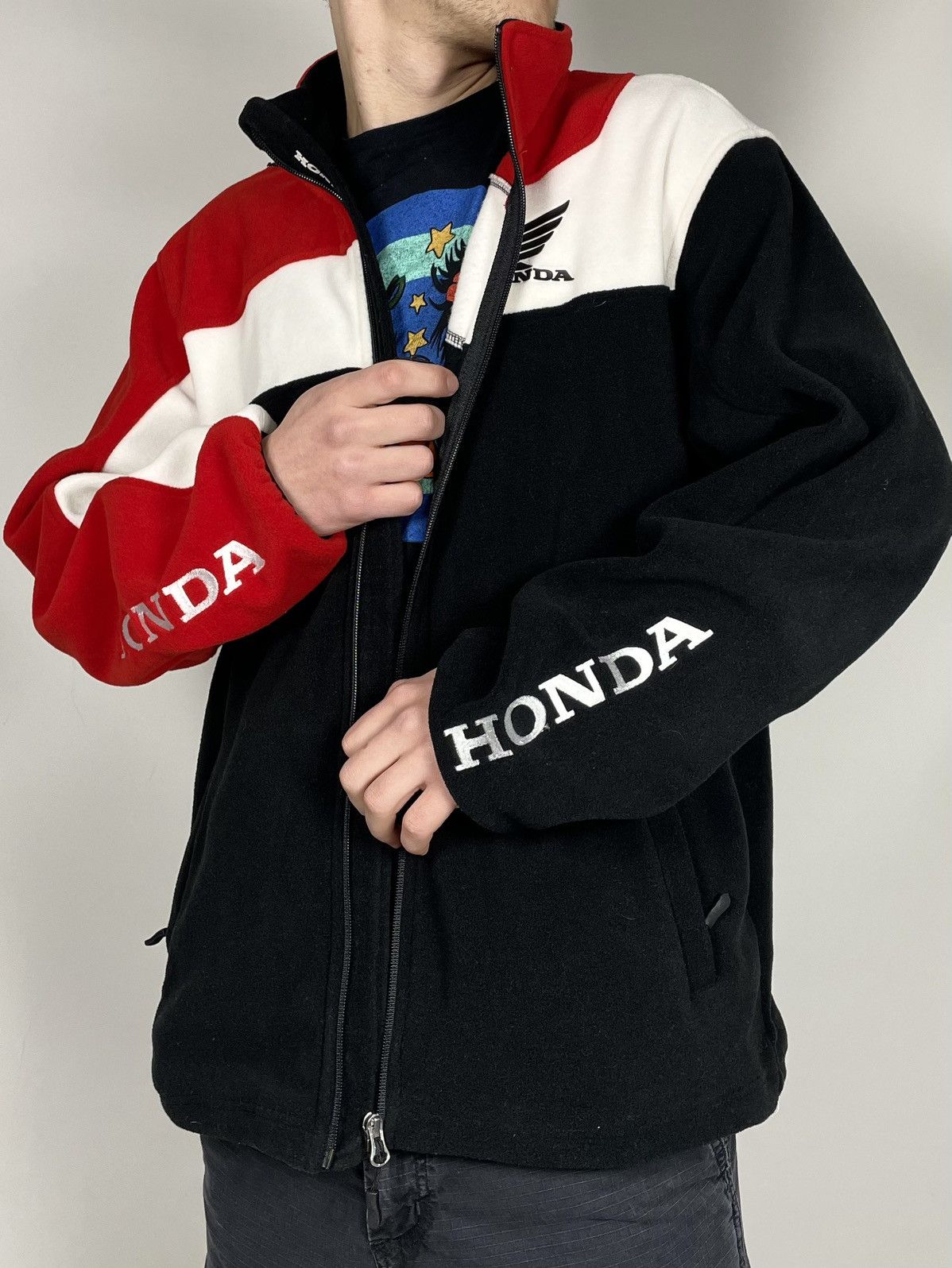 Honda Vintage Honda 🈵 Red Fleece Racing Sponsor Jacket Size US XXL / EU 58 / 5 - 11 Thumbnail