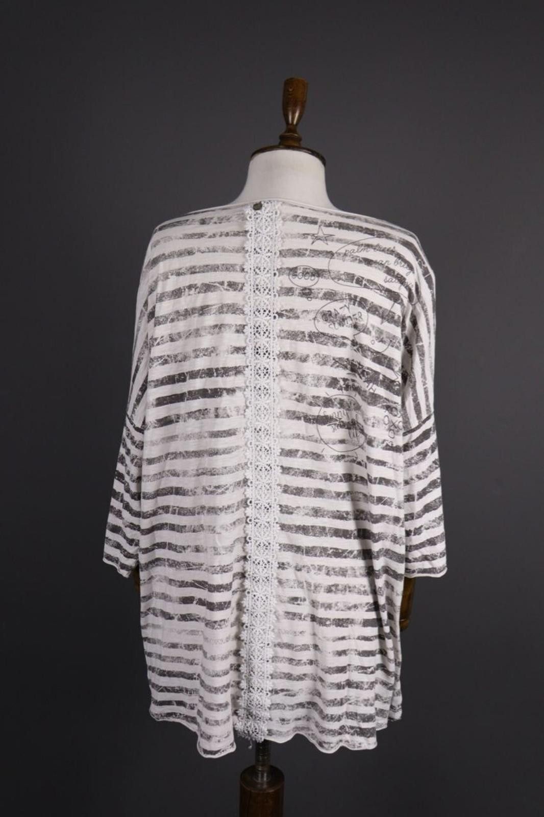Designer Tredy White Stripe Long Sleeve Lagenlook Tunic Dress Size 46 Size M / US 6-8 / IT 42-44 - 10 Thumbnail