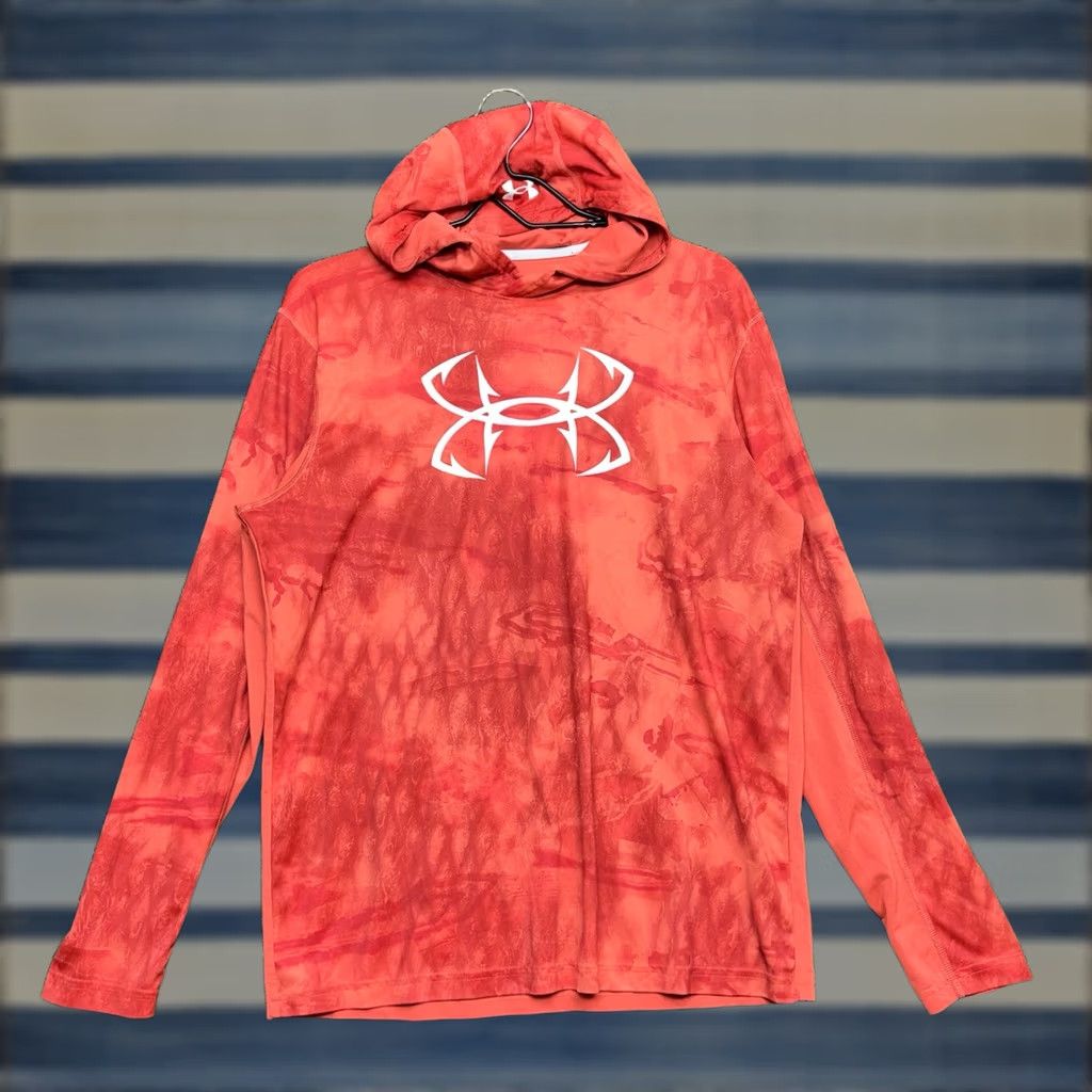 Under Armour Under Armour Iso Chill Shirt Mens L Red/Orange Chakra Camouflage Long Sleeve Hooded Fishing Outdoor Logo Pullover Mens Size US L / EU 52-54 / 3 - 1 Thumbnail