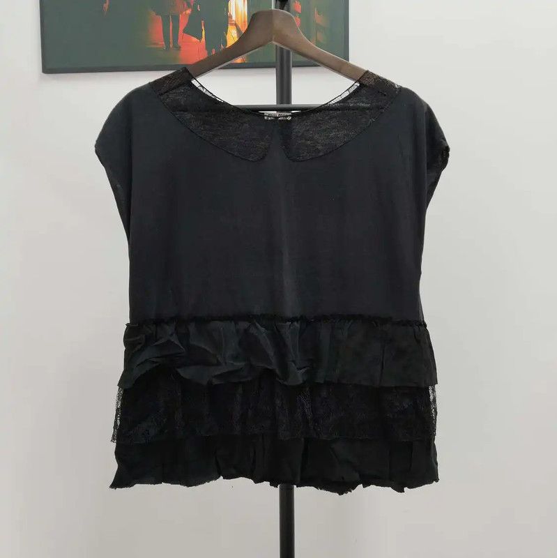 Miu Miu Miu Miu Summer Black Cotton Short Sleeve Tee 0089 Size M / US 6-8 / IT 42-44 - 1 Thumbnail