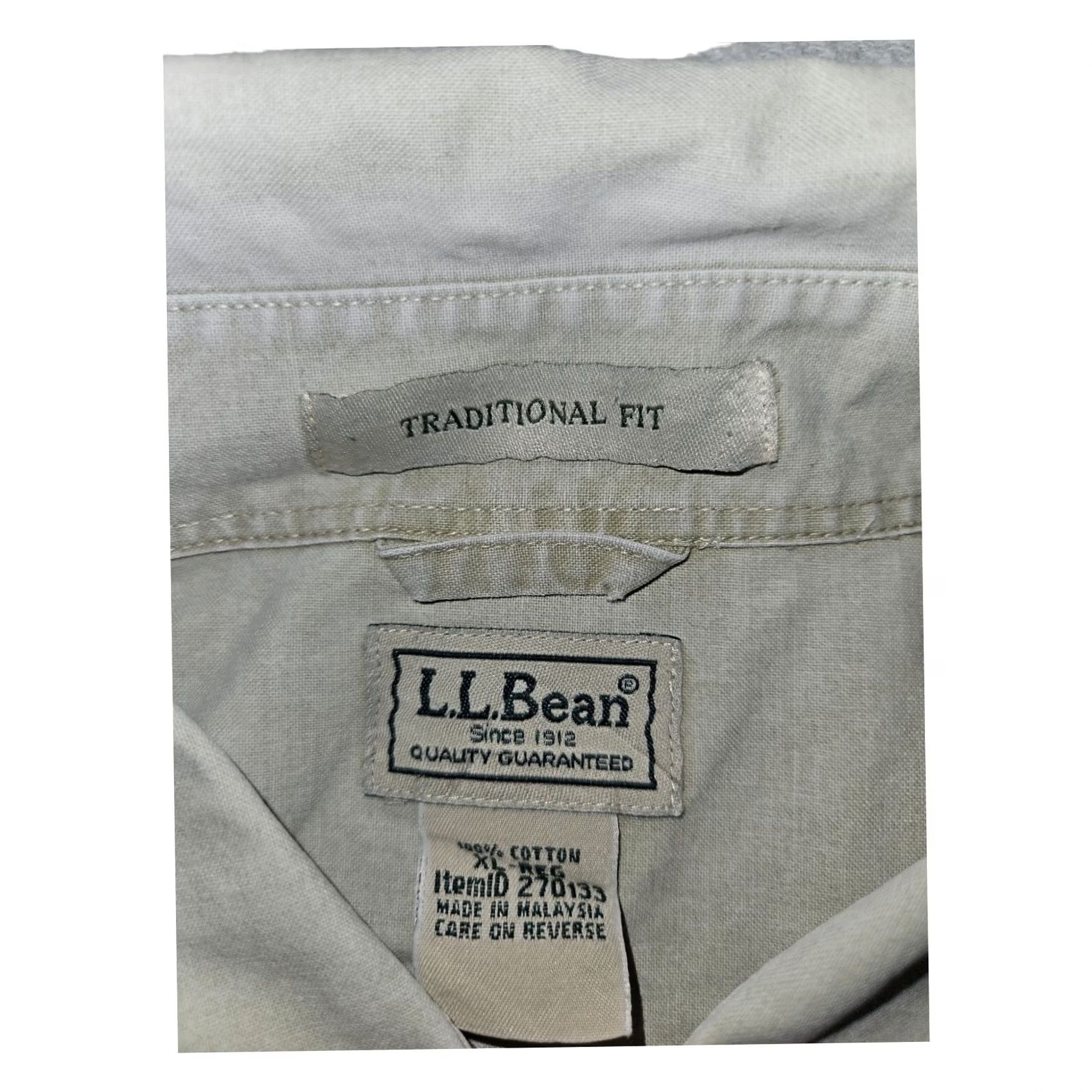 Vintage L.L. Bean Button-Up Shirt Long Sleeve Men's XL Ivory Solid Cotton Button Closure Pockets Traditional Fit Outdoor Fishing Size US XL / EU 56 / 4 - 3 Thumbnail