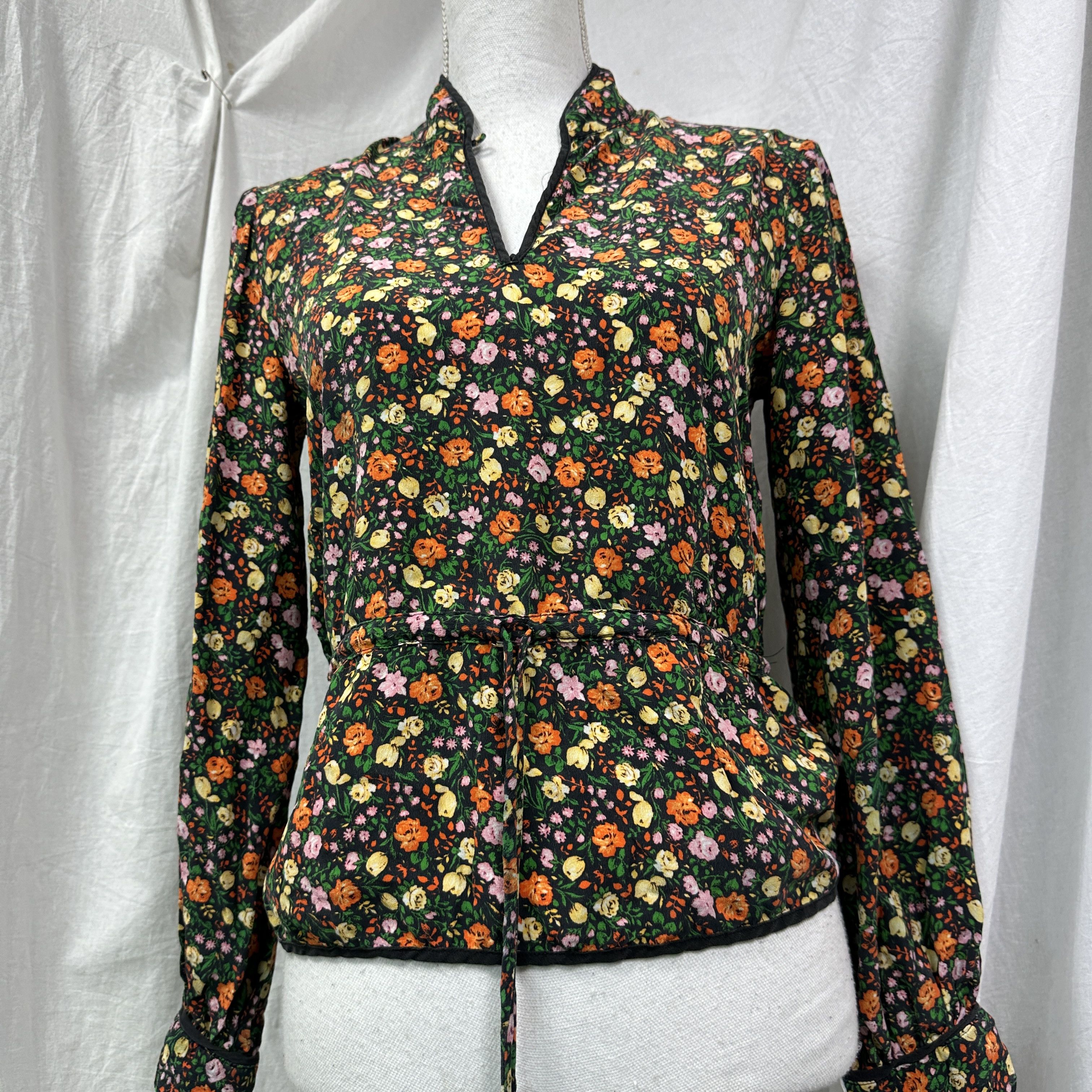 Ganni Vintage Casual Preppy Floral Silk Ganni Shirt Y2K Size XS / US 0-2 / IT 36-38 - 11 Thumbnail