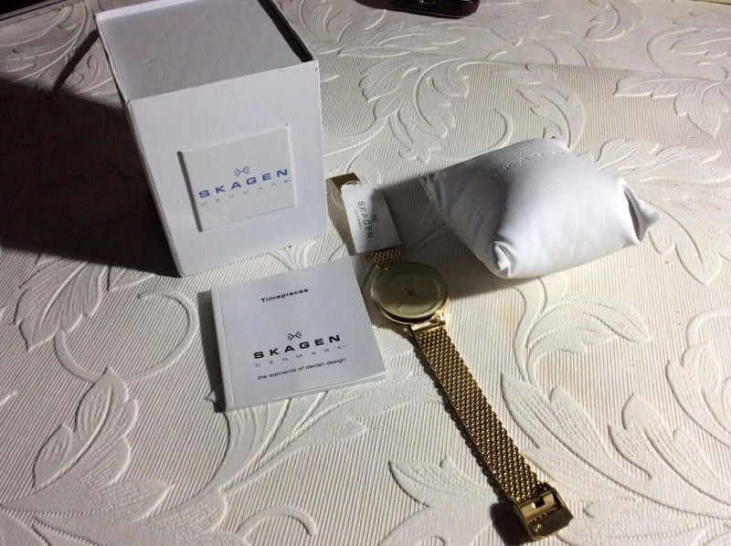 Skagen Skagen Gold dial gold mesh stainless steel watch Size ONE SIZE - 12 Thumbnail