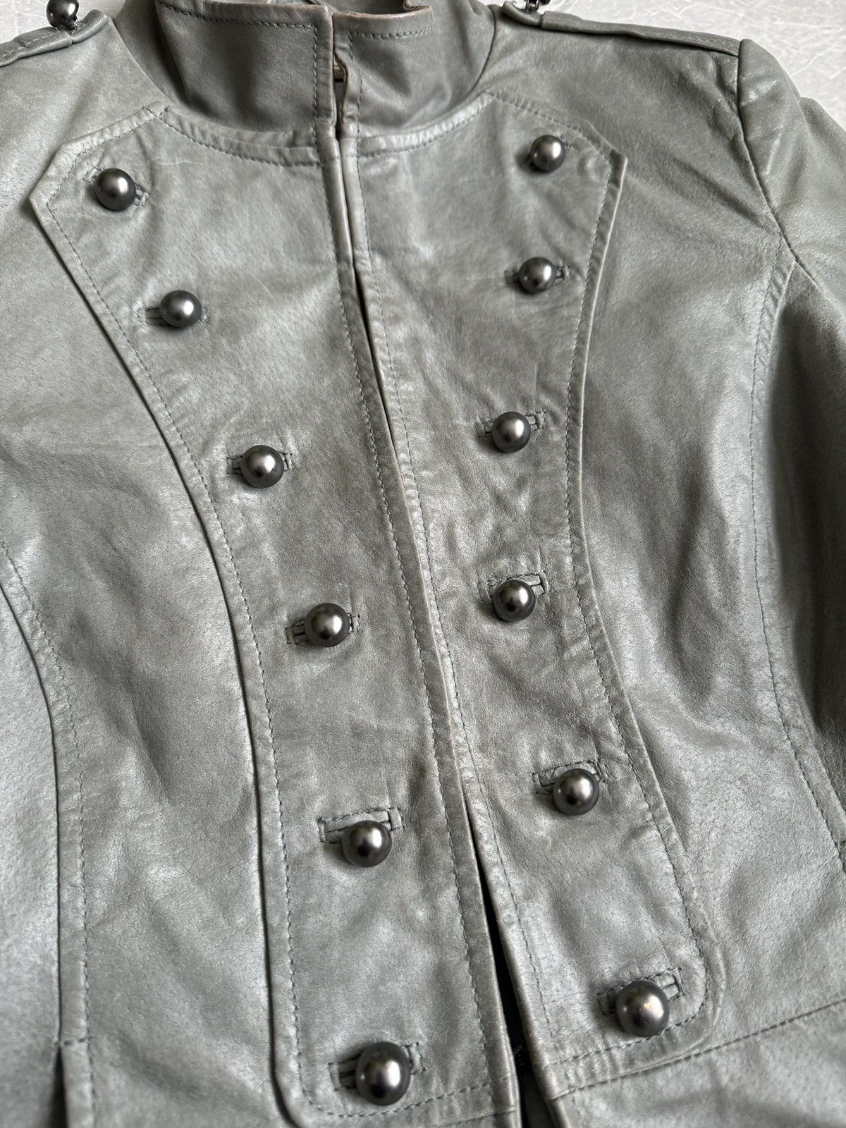 Hysteric Glamour 00s Napoleon Military Dirty Leather Jacket PPFM Style Size M / US 6-8 / IT 42-44 - 12 Thumbnail