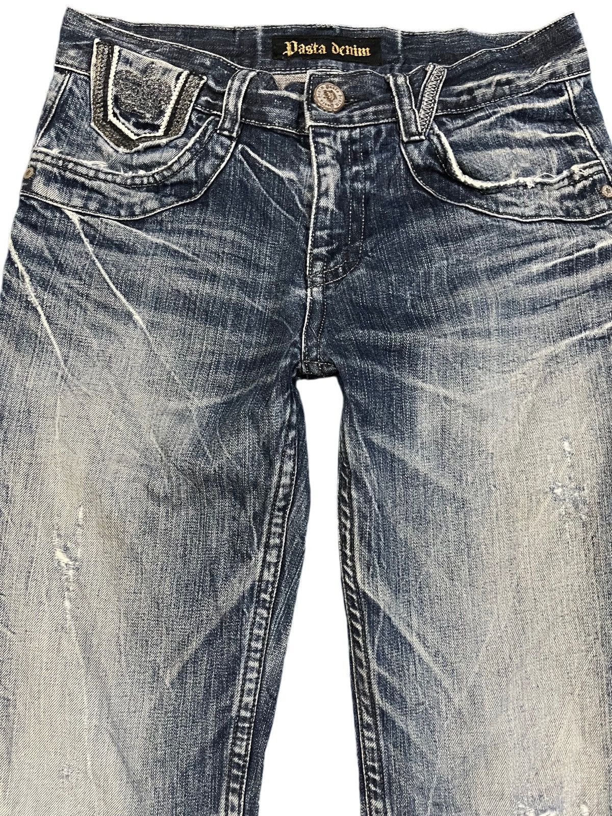 Beauty Beast Vintage Pasta Denim Flare Punk Ripped Jeans Size US 31 - 2 Thumbnail