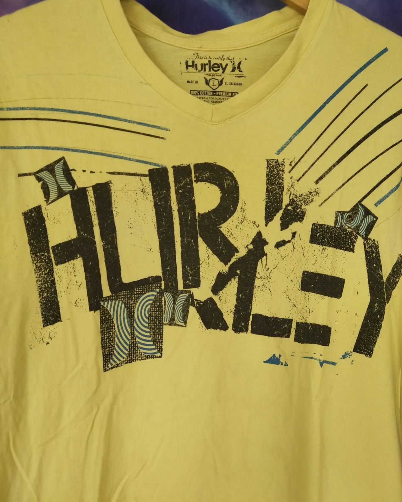 Hurley Hurley Spellout Yellow V-Neck Tee Size US L / EU 52-54 / 3 - 2 Thumbnail