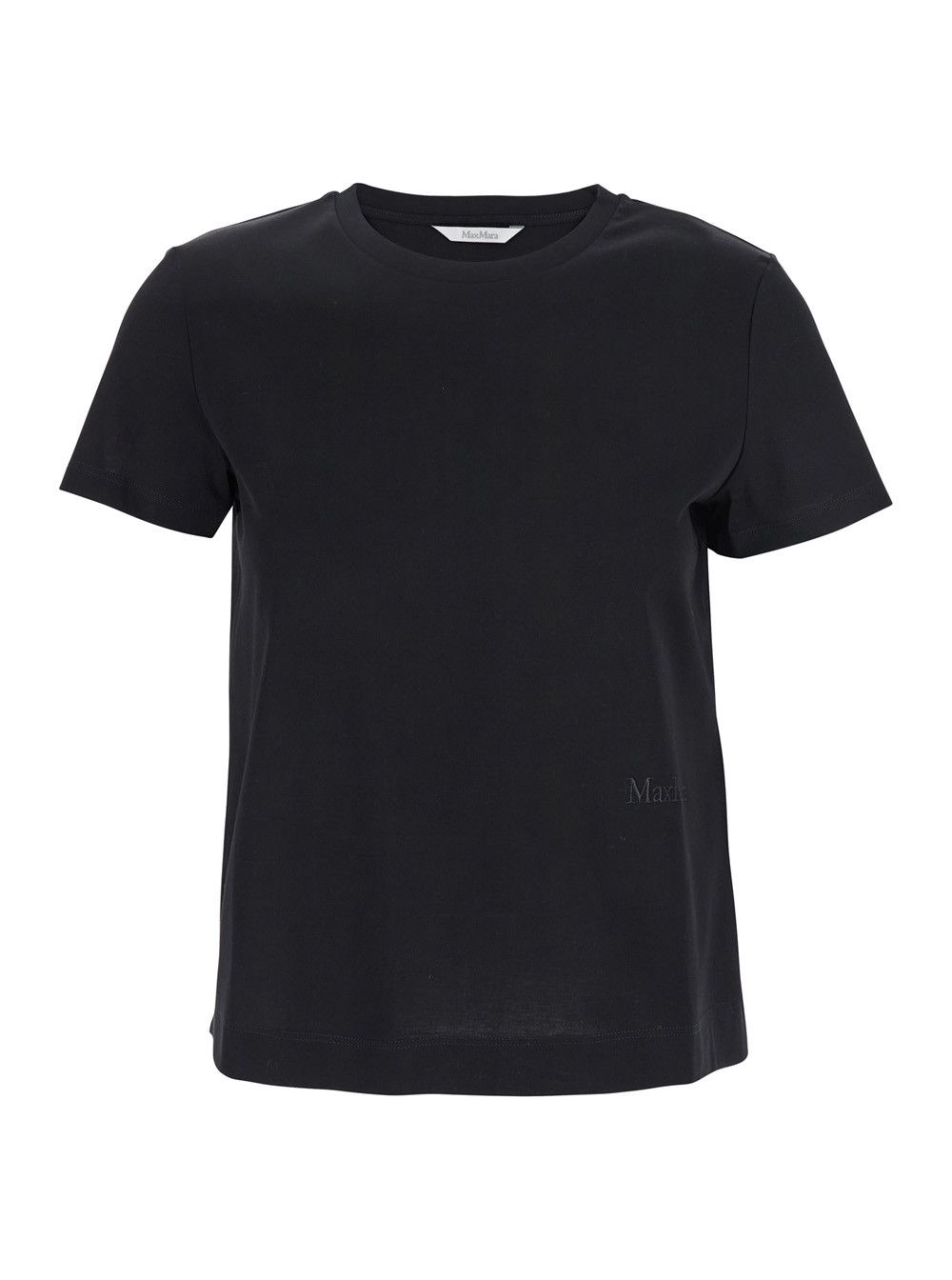 Max Mara Black T-Shirt with Logo Embroidered on the Front in Cotton Woman Size S / US 4 / IT 40 - 1 Thumbnail