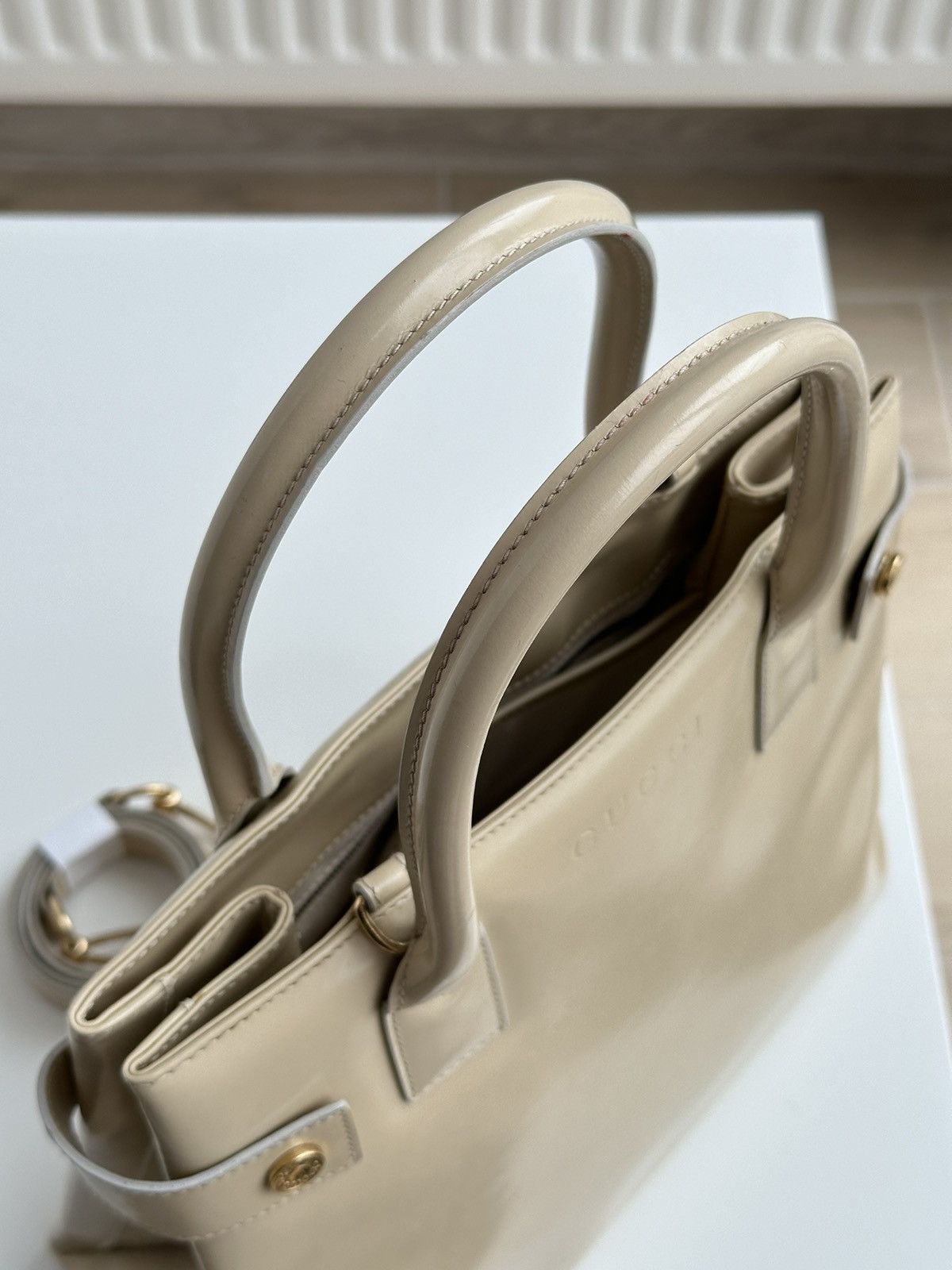 Gucci Vintage Gucci Leather Beige Shoulder Hand bag 000 2404 0503 Size ONE SIZE - 5 Thumbnail