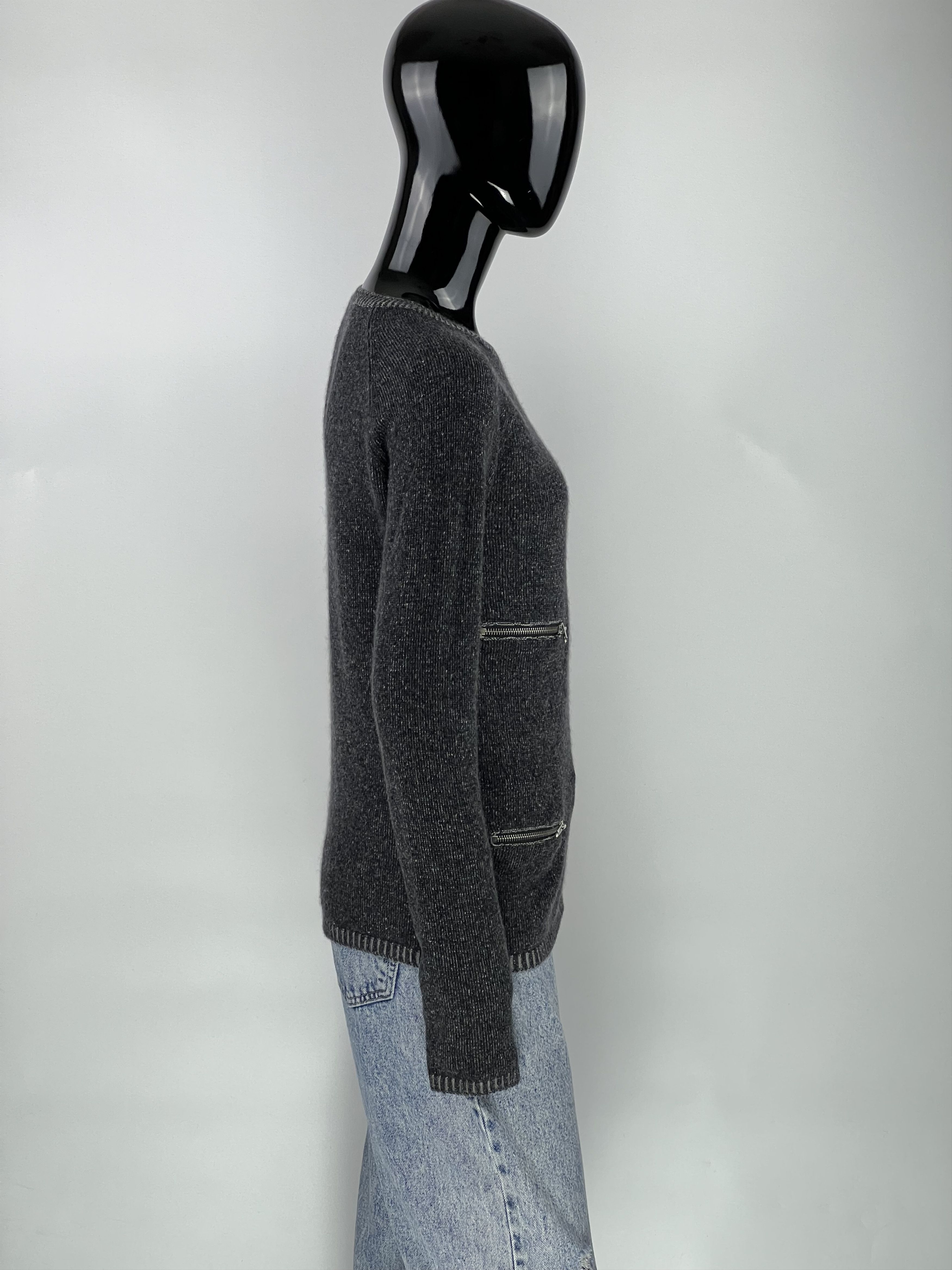 Maje Maje Gray Zipped Wool Cashmere Jumper Sweater Size 3 Size L / US 10 / IT 46 - 2 Thumbnail