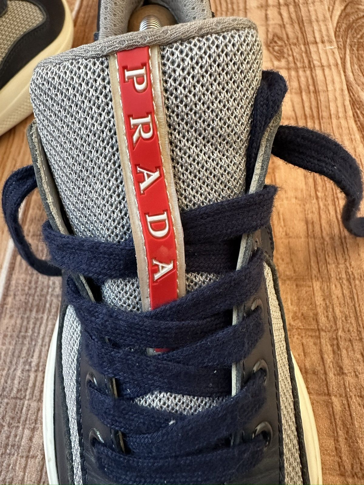 Prada Prada Americas Cup Blue Leather Low Top Sneaks Size US 6 / EU 39 - 18 Thumbnail