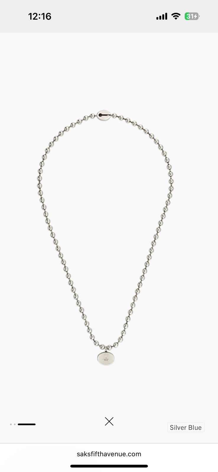 Gucci Gucci Sterling Silver & Enamel Interlocking GG Logo Necklace Size ONE SIZE - 8 Thumbnail
