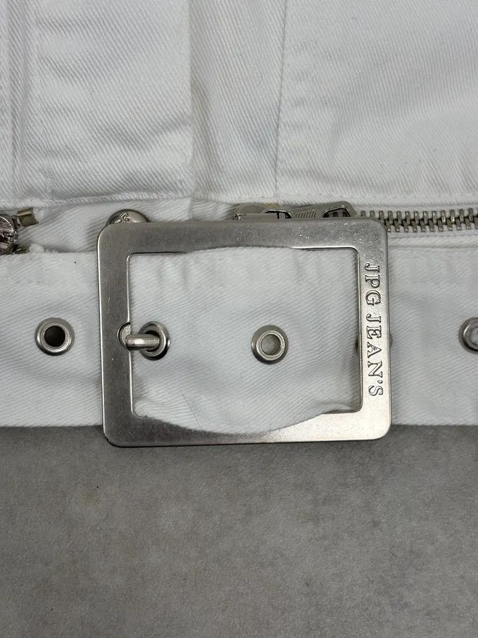 Jean Paul Gaultier 2000s Jean Paul Gaultier White Belted Denim Jacket Size M / US 6-8 / IT 42-44 - 10 Thumbnail