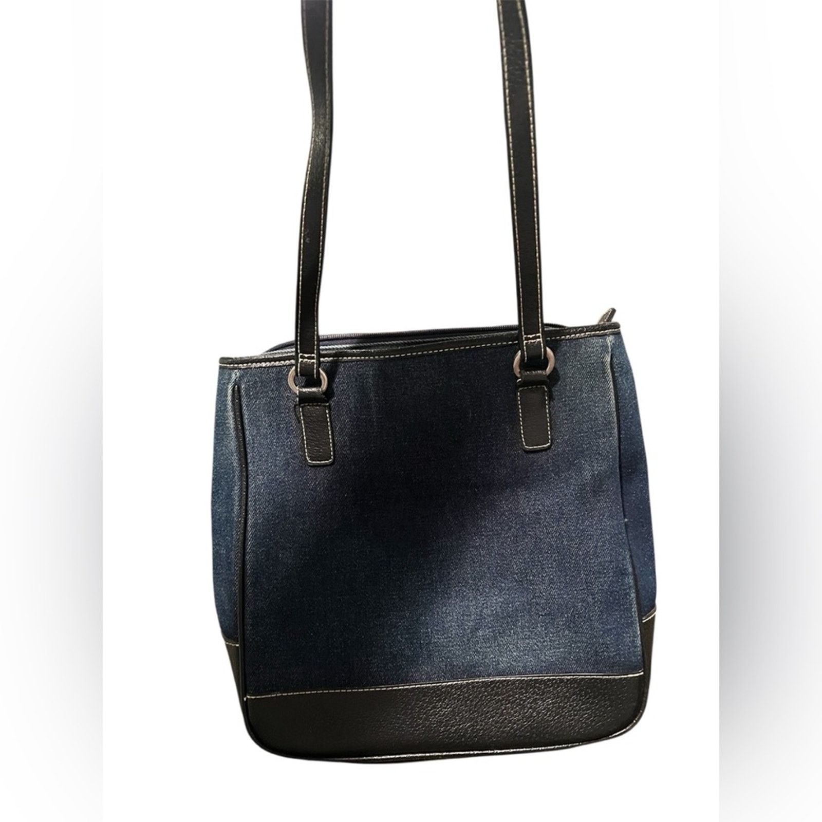 & Other Stories Dark Blue Denim Baguette Bag with Dark Brown Leather Straps Size ONE SIZE - 5 Thumbnail