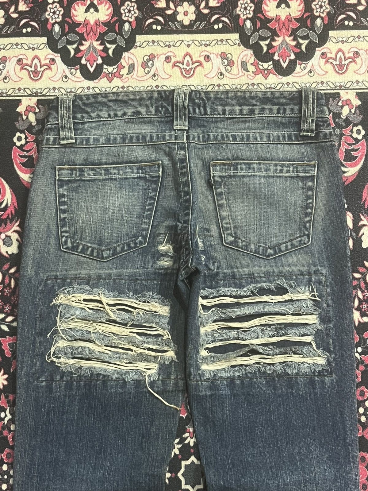 If Six Was Nine Japanese Brand EMS Excite Extreme Distressed Flare Jeans Size 28" / US 6 / IT 42 - 6 Thumbnail