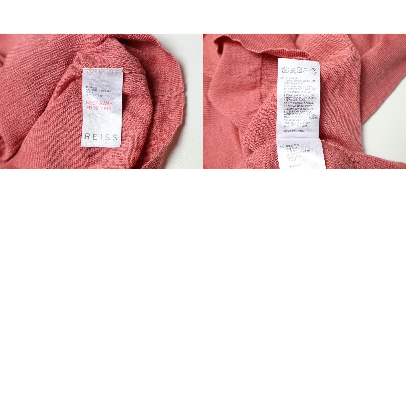 Reiss Reiss Jumper Men's MEDIUM Coral Pullover V-Neck Pure Wool Tight Knitted Size US M / EU 48-50 / 2 - 8 Thumbnail