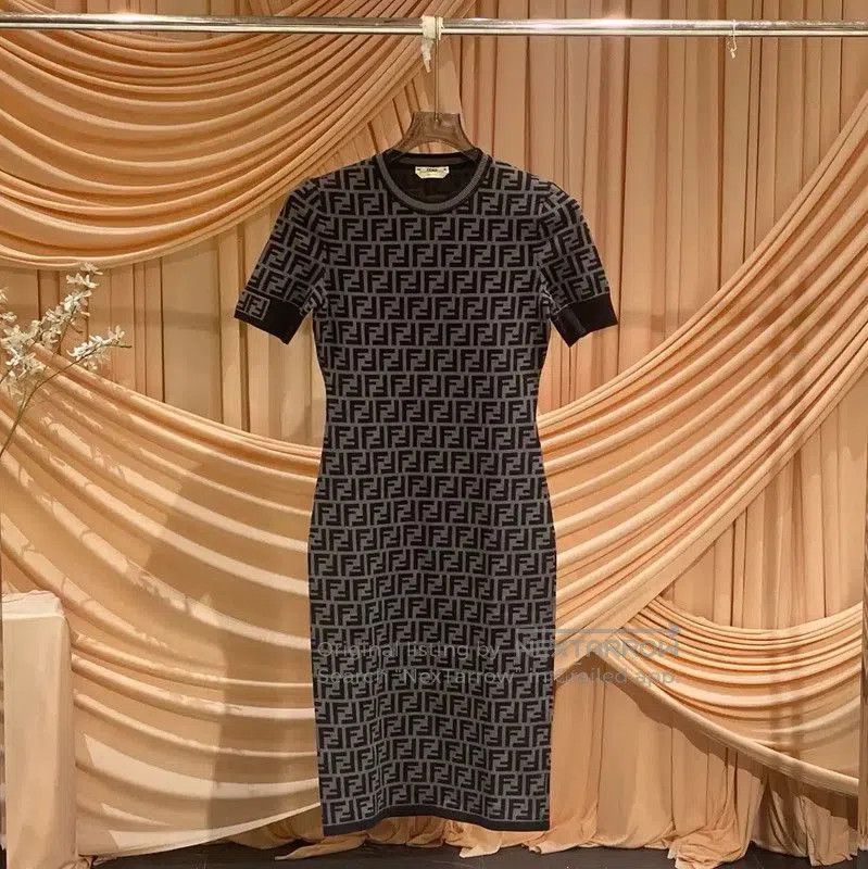 Fendi Fendi Gray Cotton Dress for Women Size S . Size S / US 4 / IT 40 - 1 Thumbnail