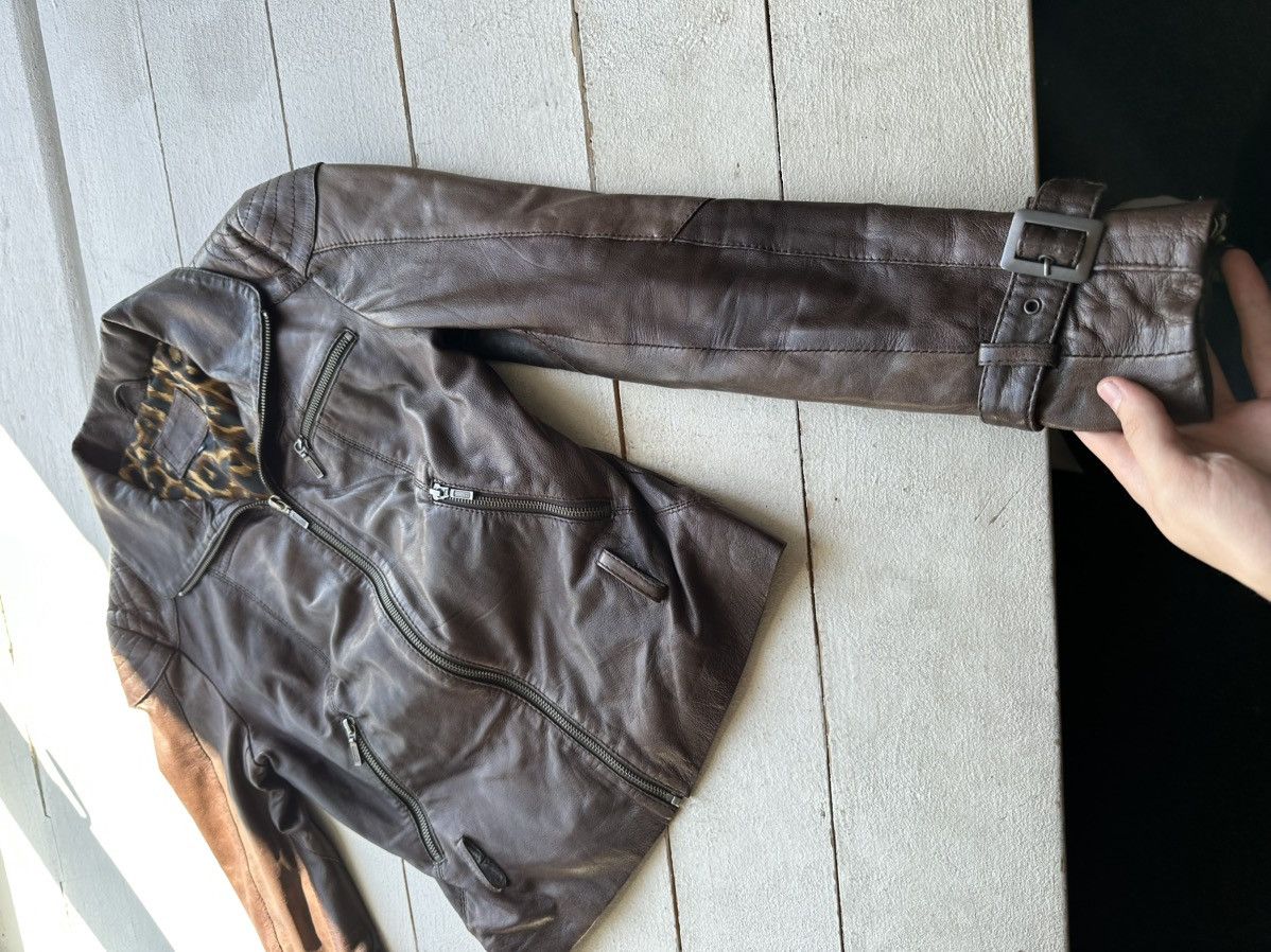 Other 🚨Y2K RICK OWENS TYPE DIRTY SLIM FIT ZIP LEATHER JACKET Size XS / US 0-2 / IT 36-38 - 2 Thumbnail