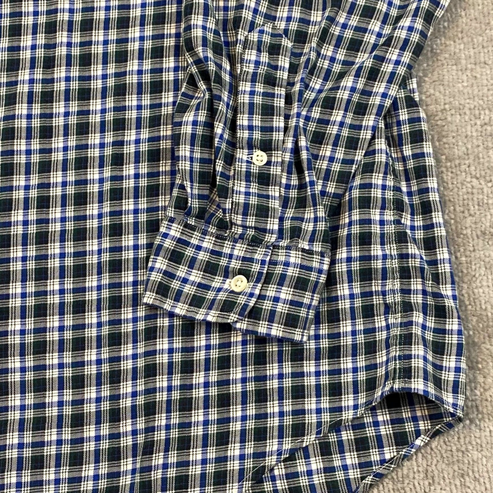Ralph Lauren VINTAGE Ralph Lauren Mens Shirt XL Long Sleeve Plaid Button-Down Blue Green White Casual Dress Size 46R - 5 Thumbnail