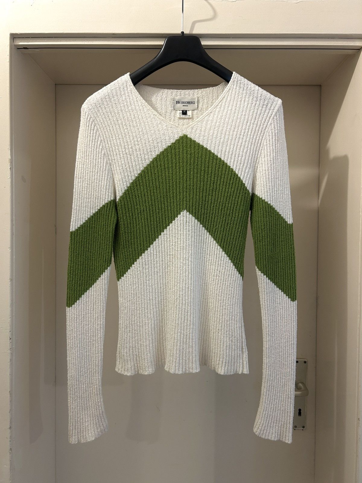 Dirk Bikkembergs S/S 1996 vintage ribbed cotton v-neck knit pullover Size US M / EU 48-50 / 2 - 1 Thumbnail