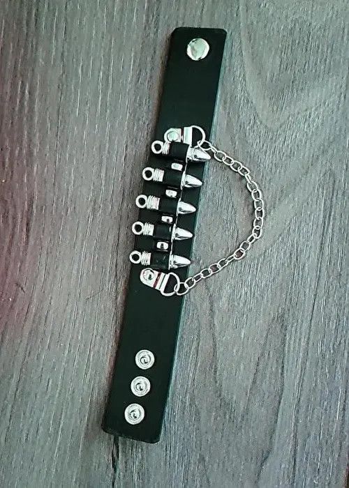 Other Bullet Shape Chain Link Leather Bracelet Size ONE SIZE - 4 Thumbnail