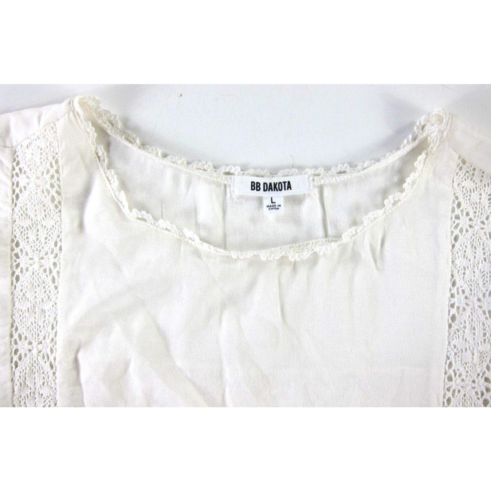 BB Dakota BB Dakota Women Blouse Tunic Kimono Sleeve White Lace Rayon Large Size L / US 10 / IT 46 - 4 Thumbnail
