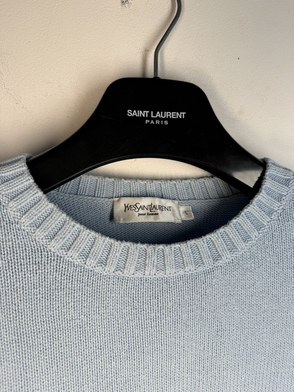 Yves Saint Laurent Blue YSL Sweater Knit Big Logo Vintage Paris Sweatshirt Rare Size US L / EU 52-54 / 3 - 11 Thumbnail