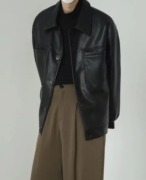 Japanese Brand Korean fashion retro faux leather jacket Size US XXL / EU 58 / 5 - 3 Thumbnail