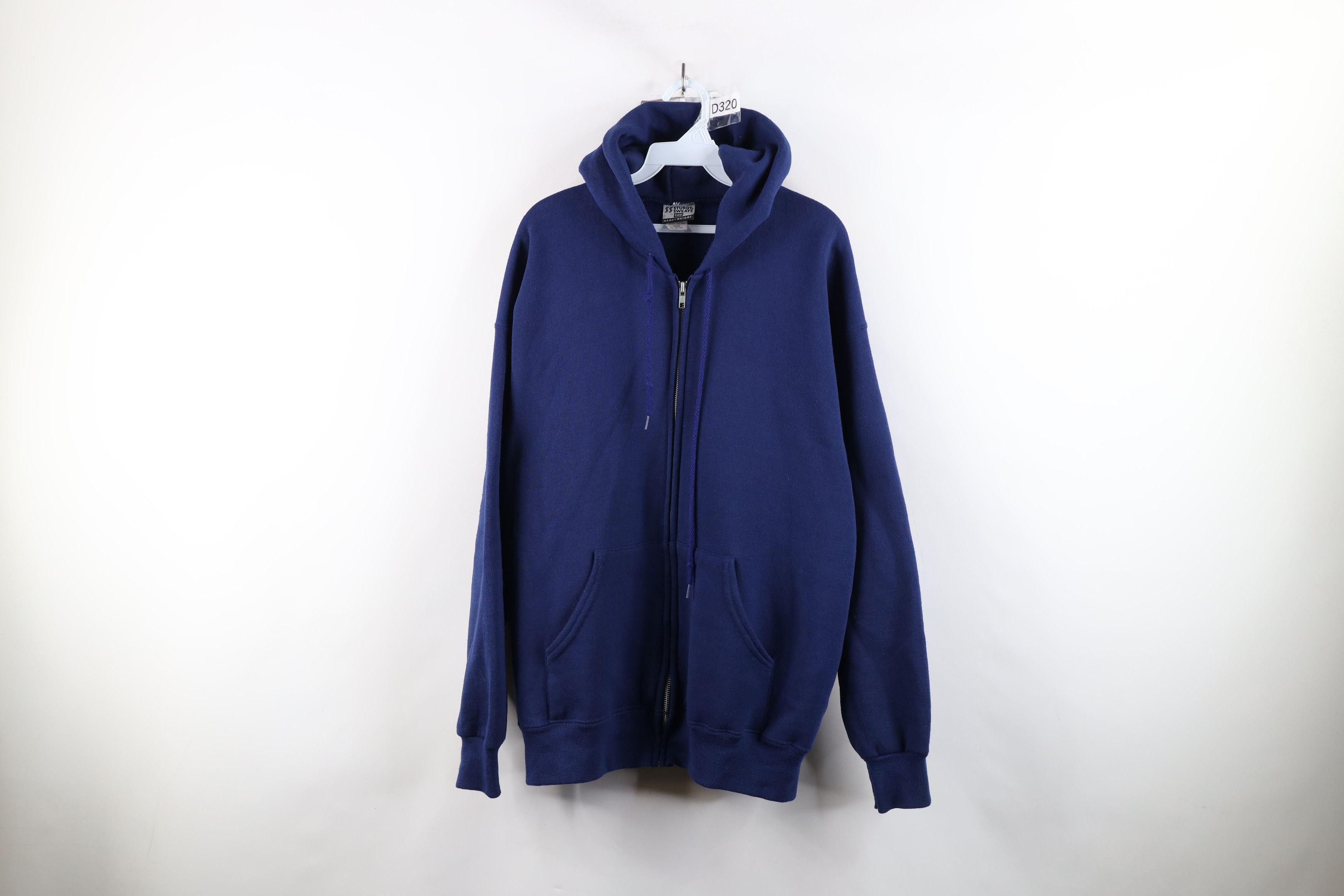 Vintage Vintage 90s Streetwear Heavyweight Full Zip Hoodie Blue USA Size US XL / EU 56 / 4 - 1 Thumbnail