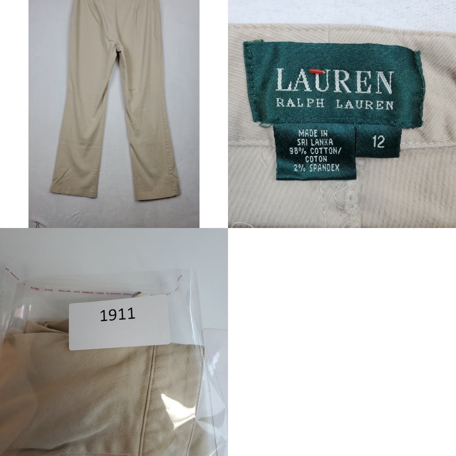 Ralph Lauren VINTAGE? No. Ralph Lauren LRL Straight Wide Leg Dress Pants Tan Brown Women 12 Cotton Knit Zipper Flat Front Regular Rise Medium? Size 34" / US 12 / IT 48 - 10 Thumbnail