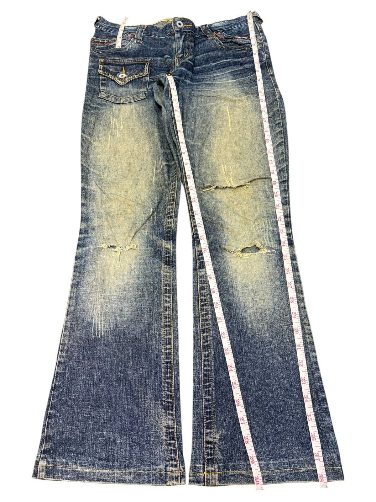 Hysteric Glamour Vintage Japanese Brand Distress Low Rise Flare Jeans Size 29" - 7 Thumbnail