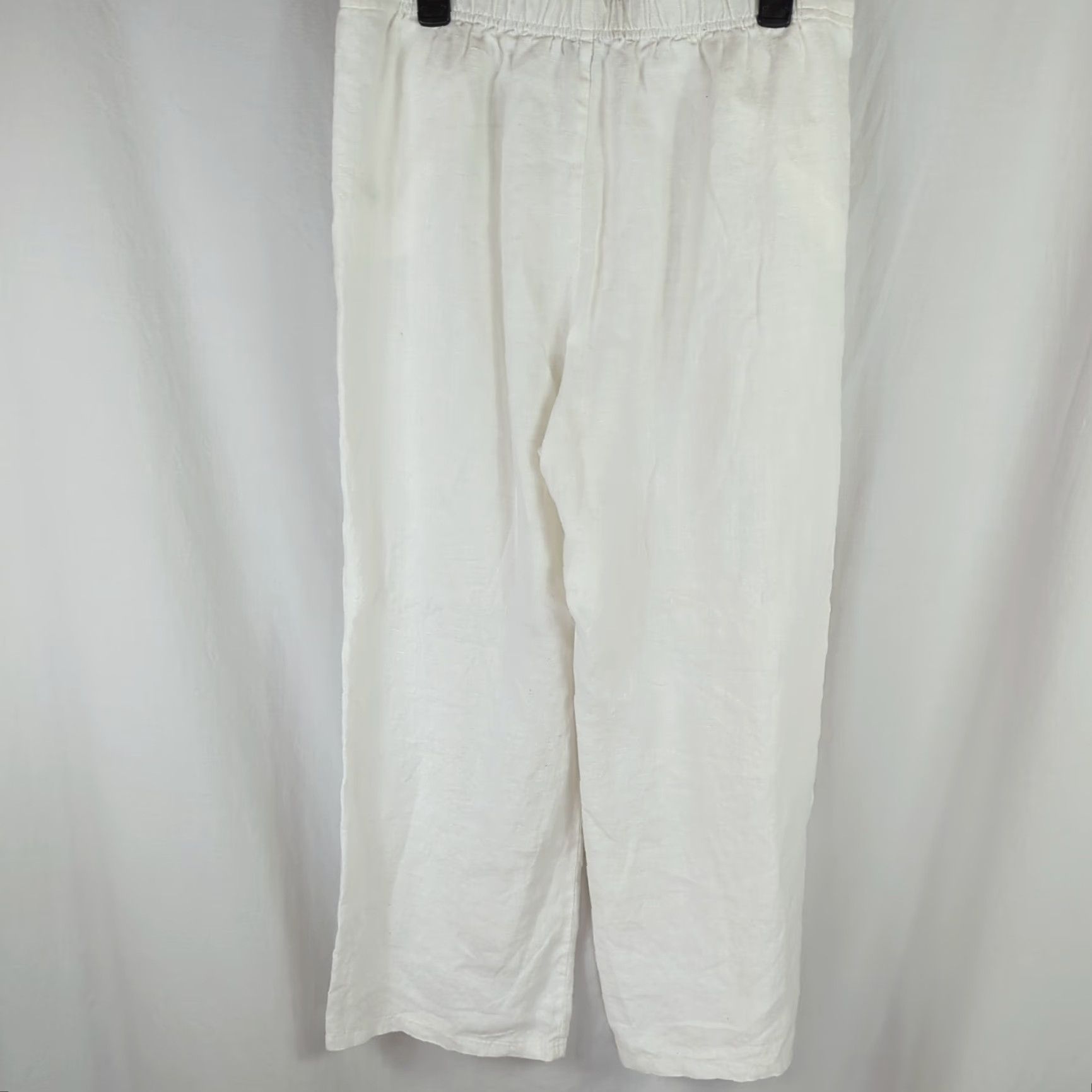 Vince Camuto Vince Camuto Womens Linen Wide Leg Pants White L Elastic Waist Pockets Casual Summer Beach Bohemian 31in Inseam Regular Rise 12” Size Type Regular Size 36" / US 14 / IT 50 - 6 Thumbnail