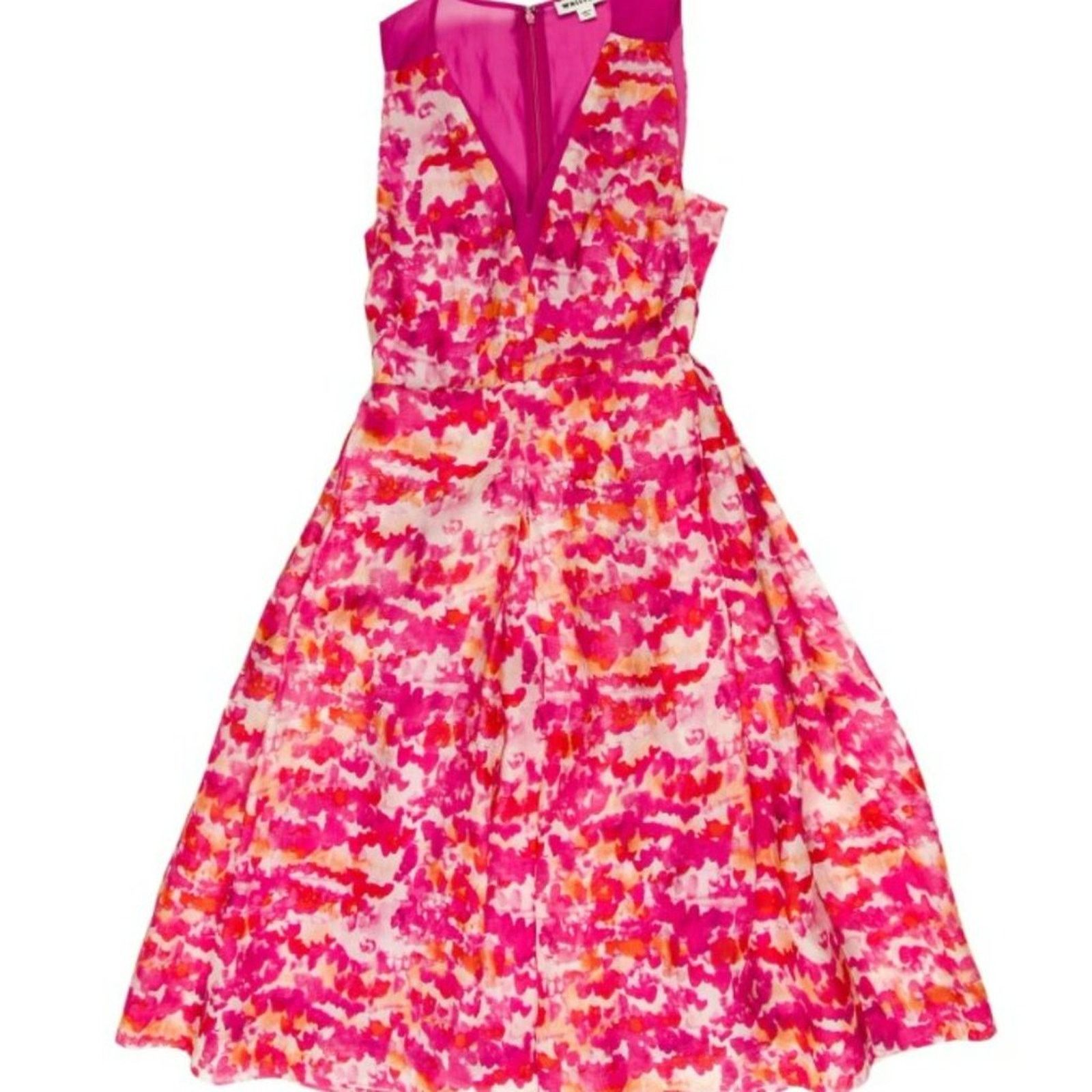 Whistles Whistles Pink Printed Silk A-Line Dress pockets V-Neck Size XS / US 0-2 / IT 36-38 - 1 Thumbnail