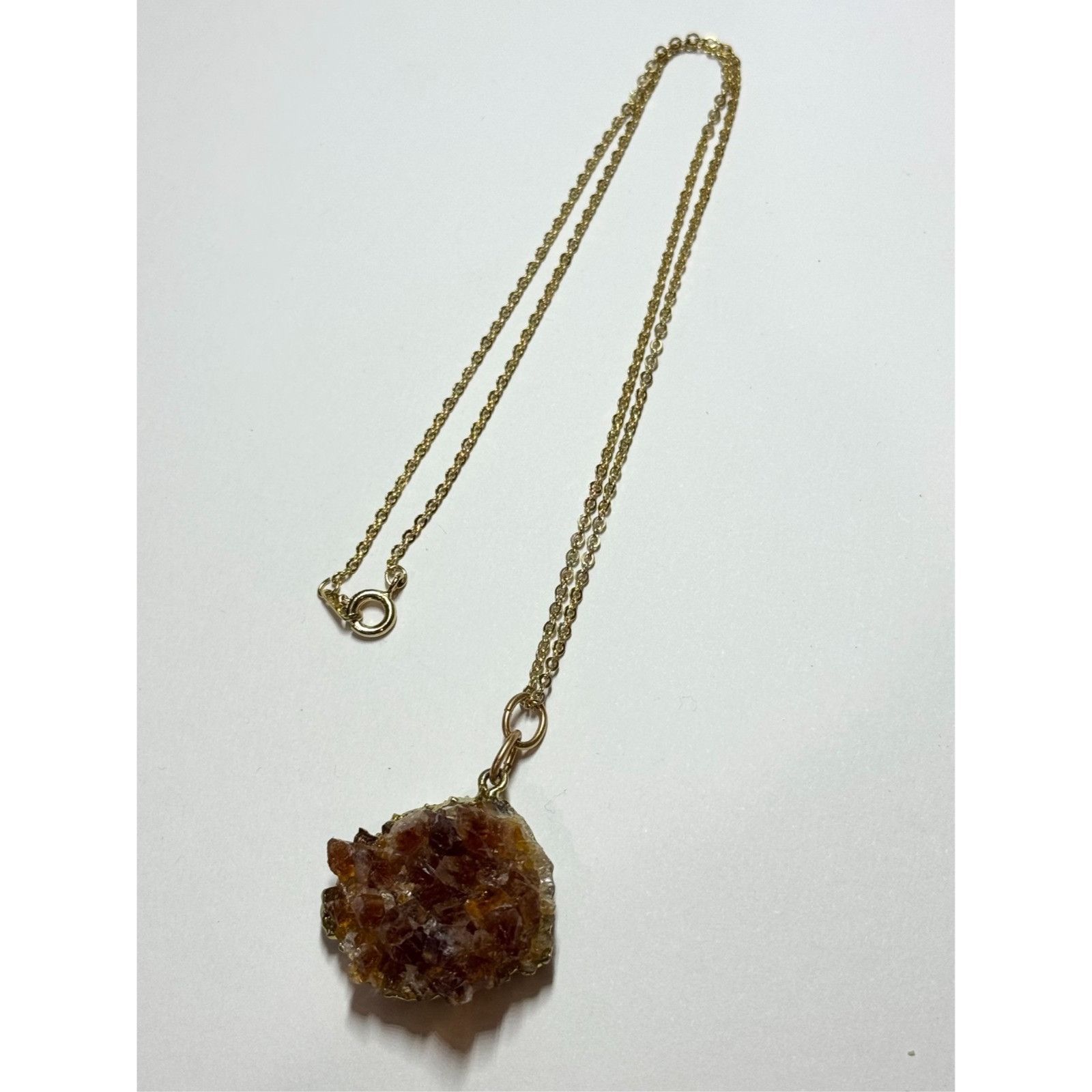 Vintage Vintage brown topaz crystal druzy charm necklace Size ONE SIZE - 4 Thumbnail