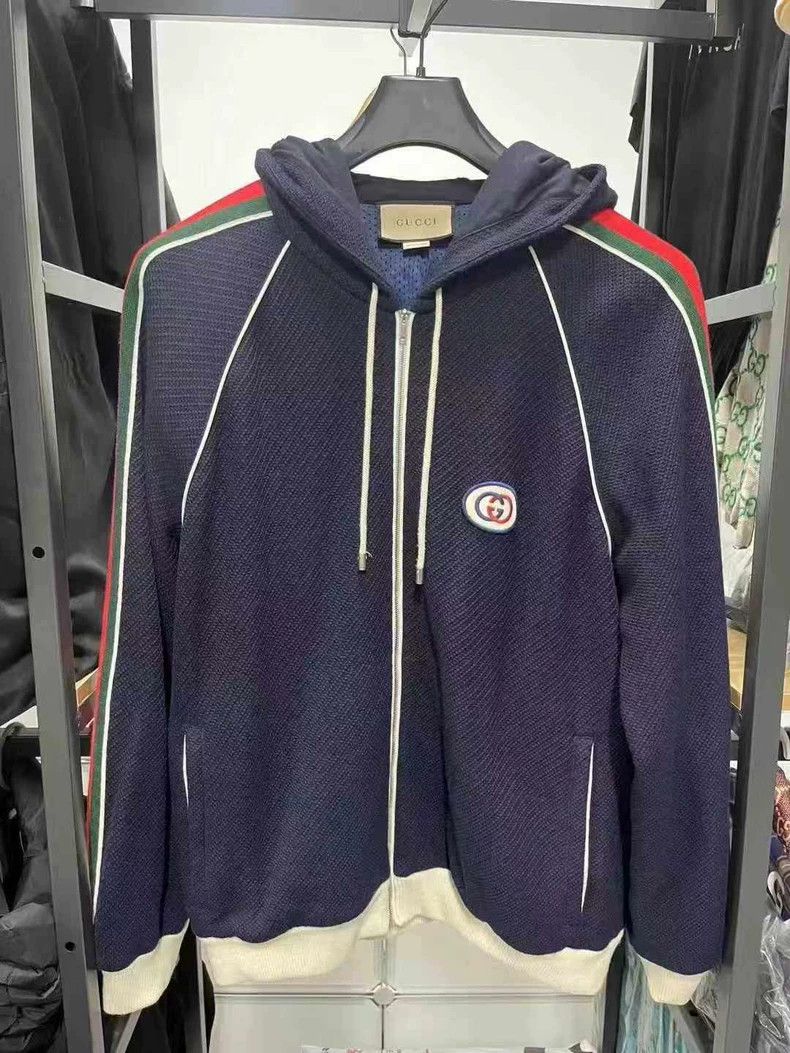 Gucci Gucci Blue Knit Zip Hoodie with Logo - dmc Size US XXL / EU 58 / 5 - 1 Thumbnail