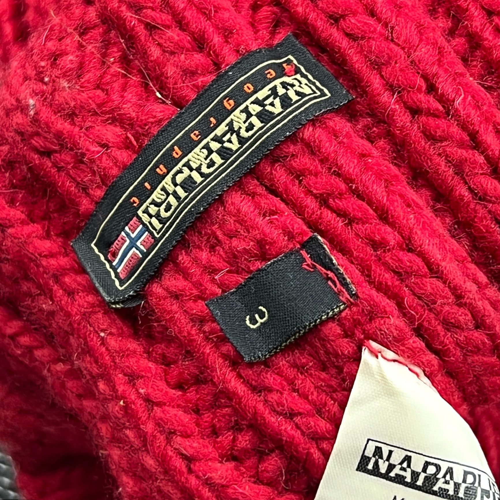Napapijri Napapijri Beanie Hat One Size OS Red Norway Flag Ribbon Cuffed Pom Pom Knit Unisex Adults Shipped OS Size ONE SIZE - 6 Thumbnail