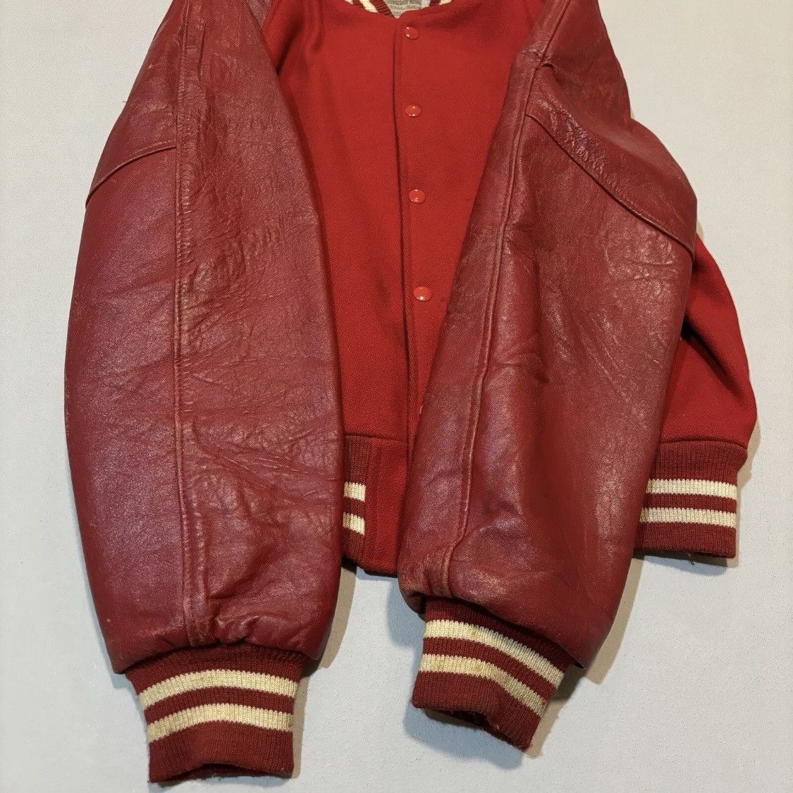 Vintage 50s 60s True Vintage Varsity Jacket Red Horseshoe Brand Sz L Size US L / EU 52-54 / 3 - 6 Thumbnail