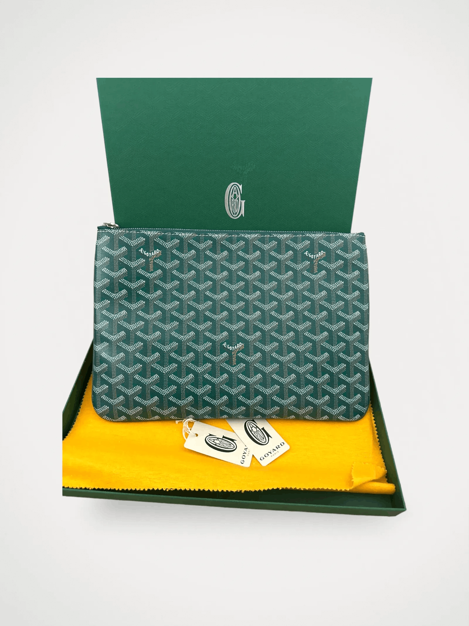 image of Goyard Senat Mm Clutch. Bag in Green, Women's